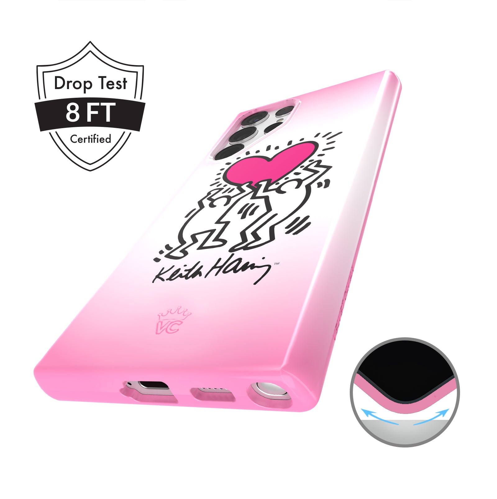 Keith Haring Pink Heart Samsung Phone Case - Trendy Artistic Protective Cover for Galaxy S21/S20/Note 20 - Perfect Gift for Art Lovers & Fashion Accessories
