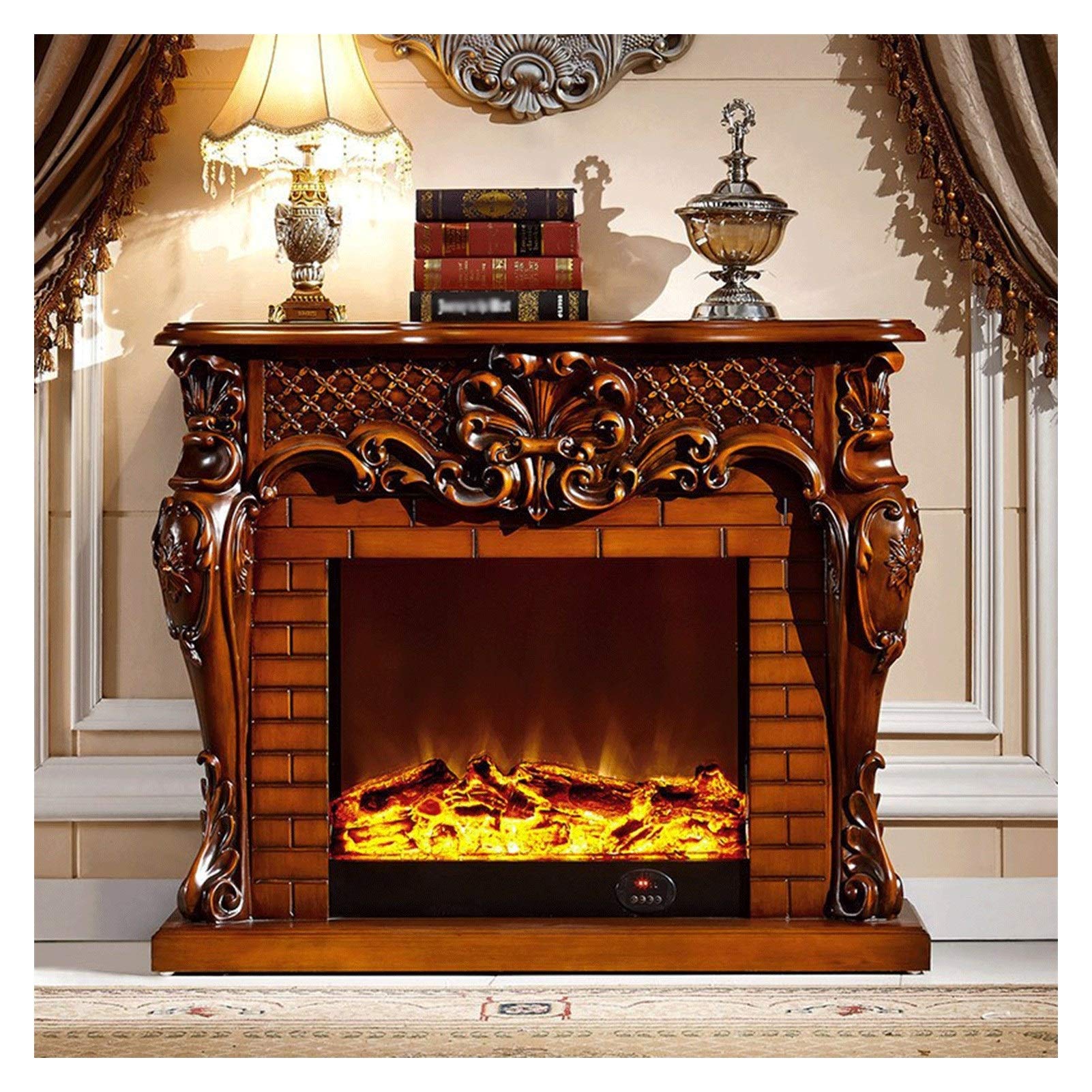 Wall Mounted Electric Fireplace - 750W to 1500W Adjustable Decorative Solid Wood Mantel Fireplace Suite with Realistic Flame Effect for Living Room, Bedroom & Office - Perfect for Home Heating and Ambiance Creation
