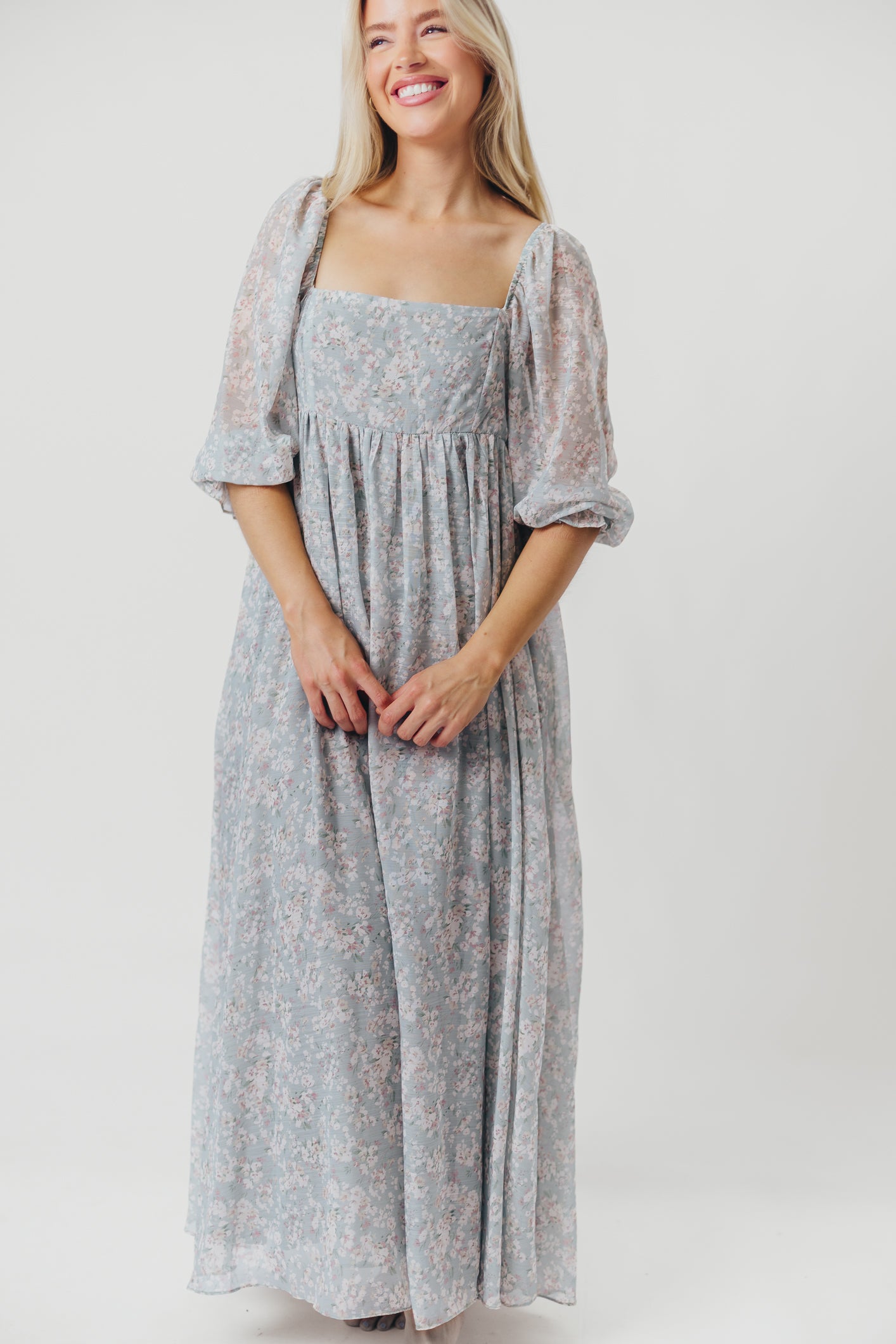 Elegant Sage Green Floral Smocked Maxi Dress for Women - Bump Friendly Maternity & Inclusive Sizing (S-3XL) - Perfect for Summer Weddings, Beach Vacations & Casual Outings
