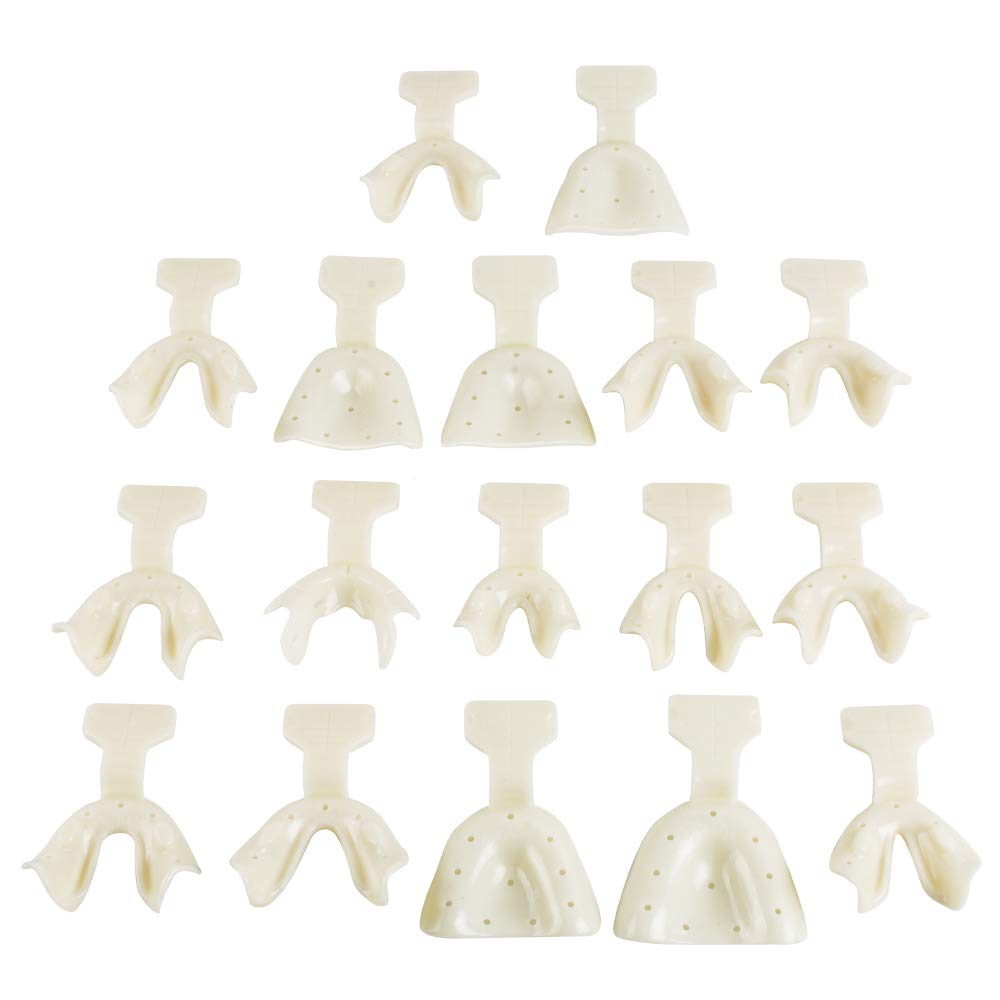 Fencia Dental Edentulous Jaw Impression Trays Set - 17pcs for Full/Complete Denture Teeth Repair & Dentist Clinic Use