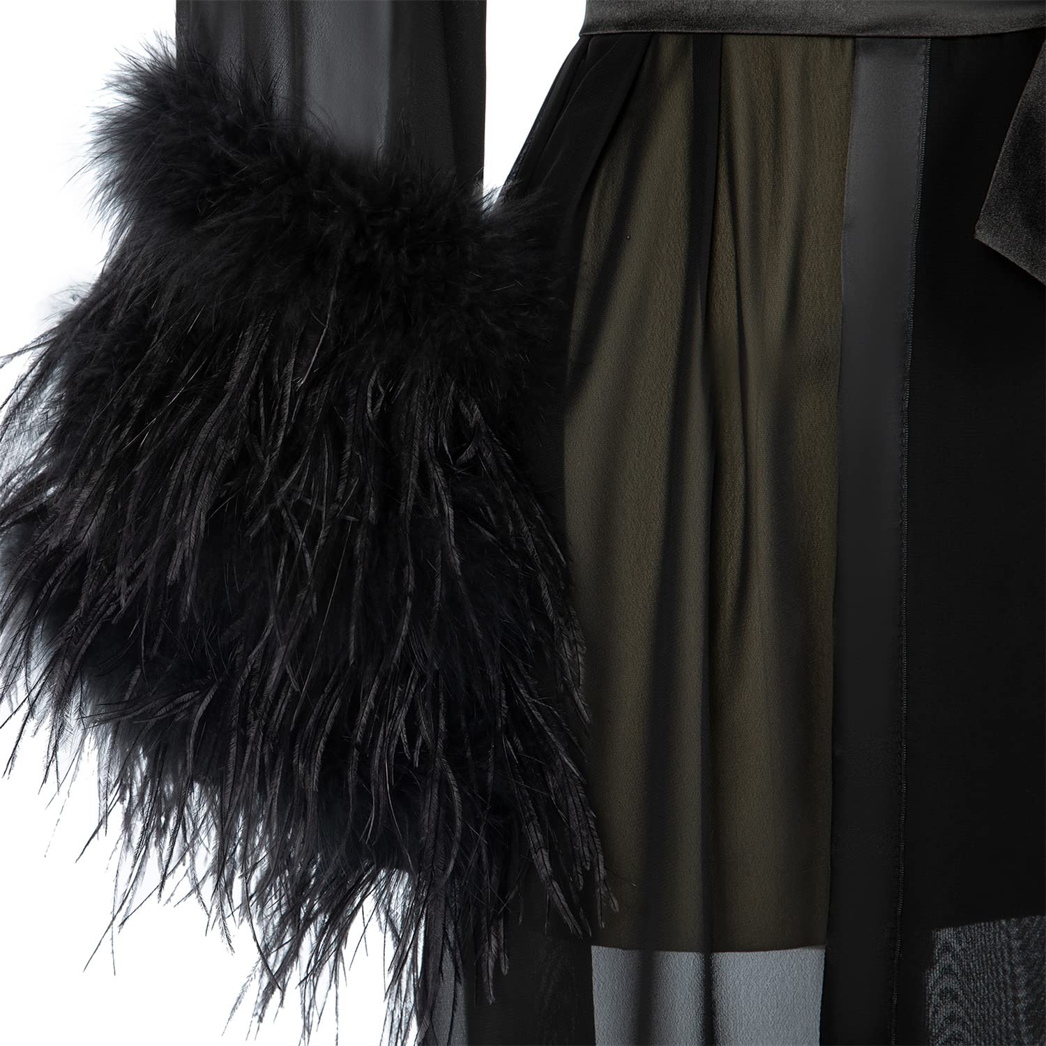 Elegant Women's Feather Fur Bridal Robe - Sheer Chiffon Lingerie Nightgown & Bathrobe for Wedding, Honeymoon, Boudoir Photography and Romantic Nights
