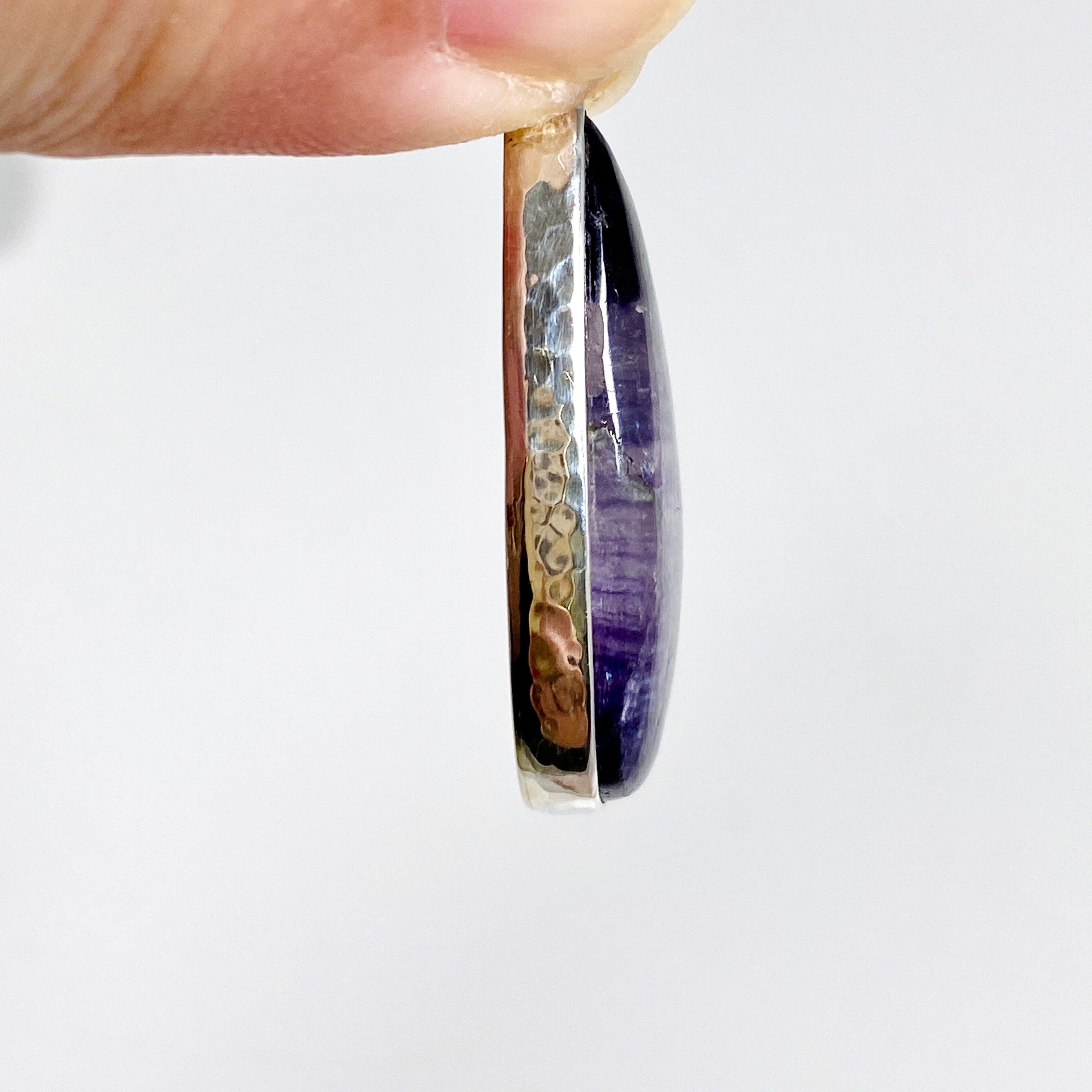 Natural Purple Banded Fluorite Teardrop Pendant Necklace KPGJ3550 - Elegant Healing Crystal Jewelry for Meditation & Spiritual Gifts