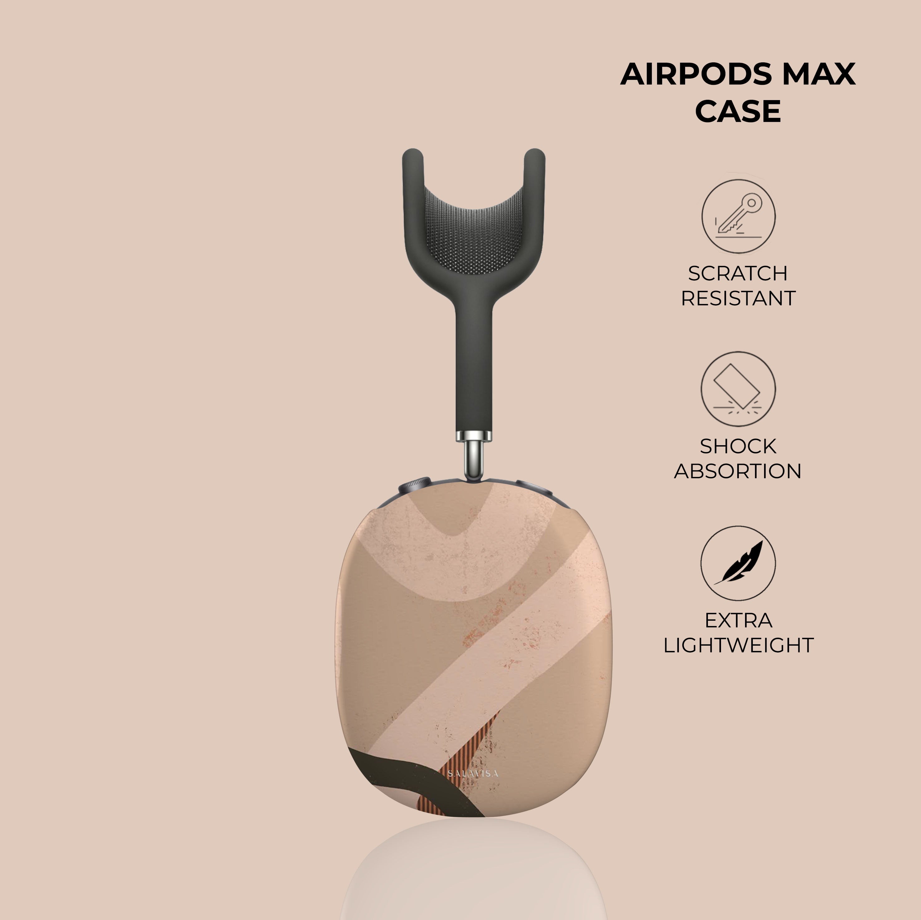 Premium Beige Organic Cotton AirPods Max Case - Soft Protective Cover for Apple AirPods Max Headphones - Perfect for Travel, Gym & Daily Use