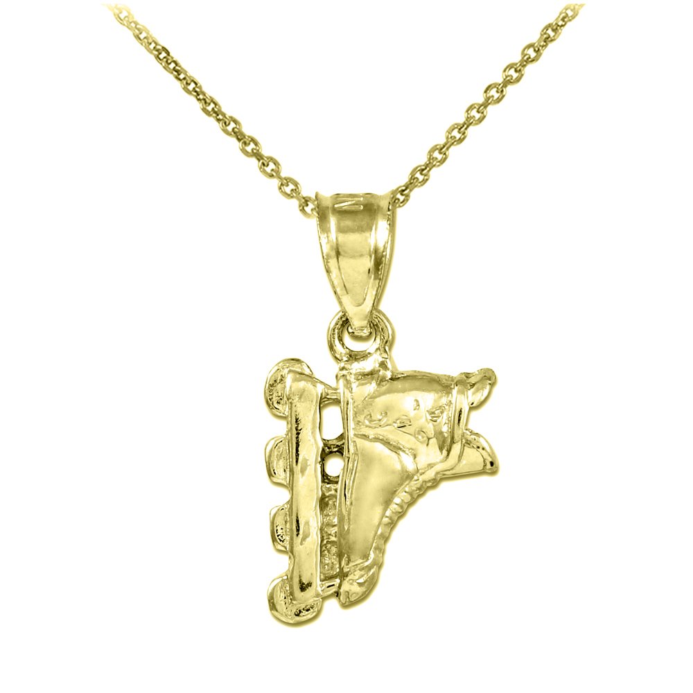 14K Yellow Gold Rollerblade Charm Pendant Necklace for Extreme Sports & Inline Skating Enthusiasts - Perfect for Gifts, Skating Competitions & Everyday Wear