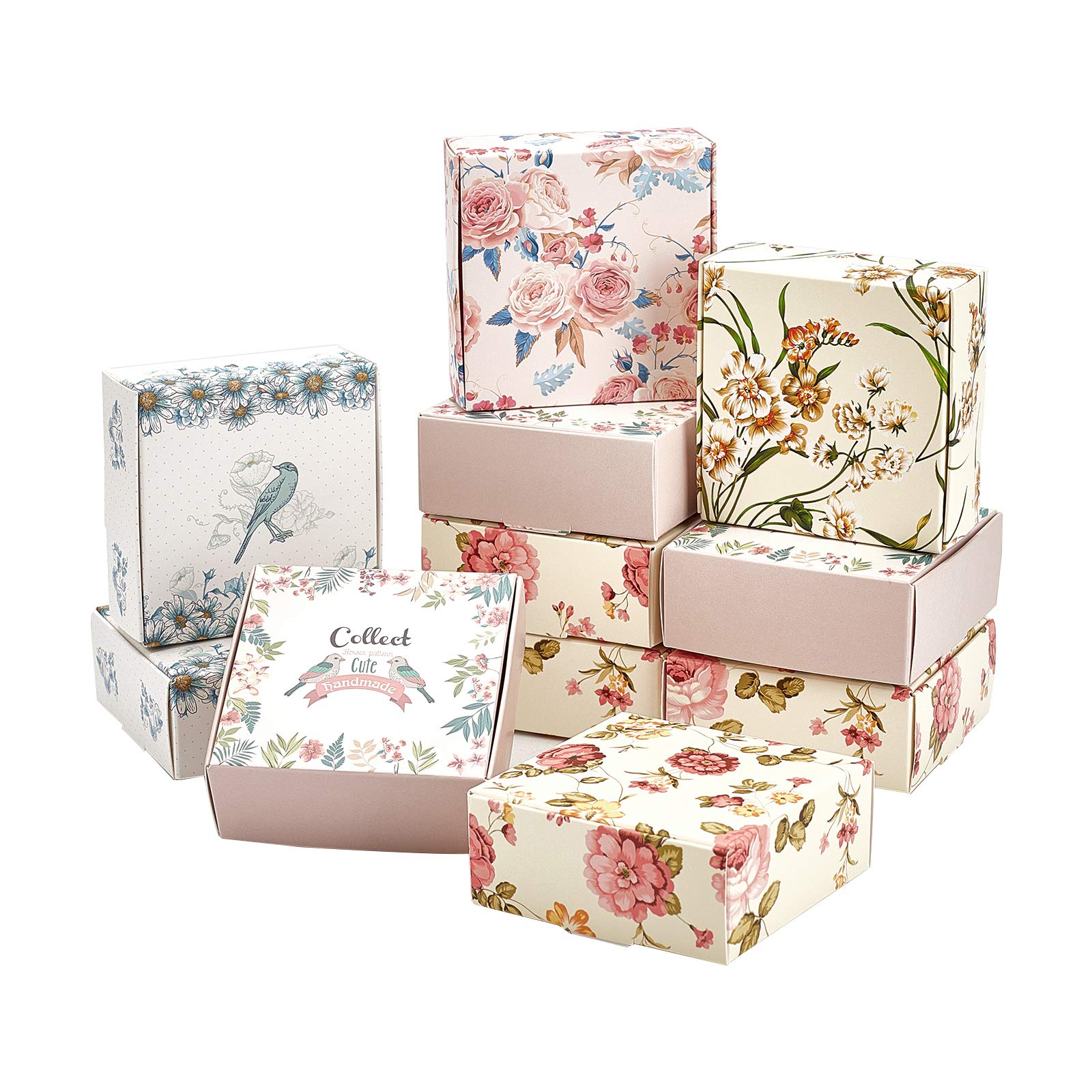 30 Pack Kraft Gift Boxes - 5 Style Flower Soap Boxes, Cookie Treat Boxes for Homemade Soap, Christmas Chocolate Candy, Wedding & Birthday Party Favors (3