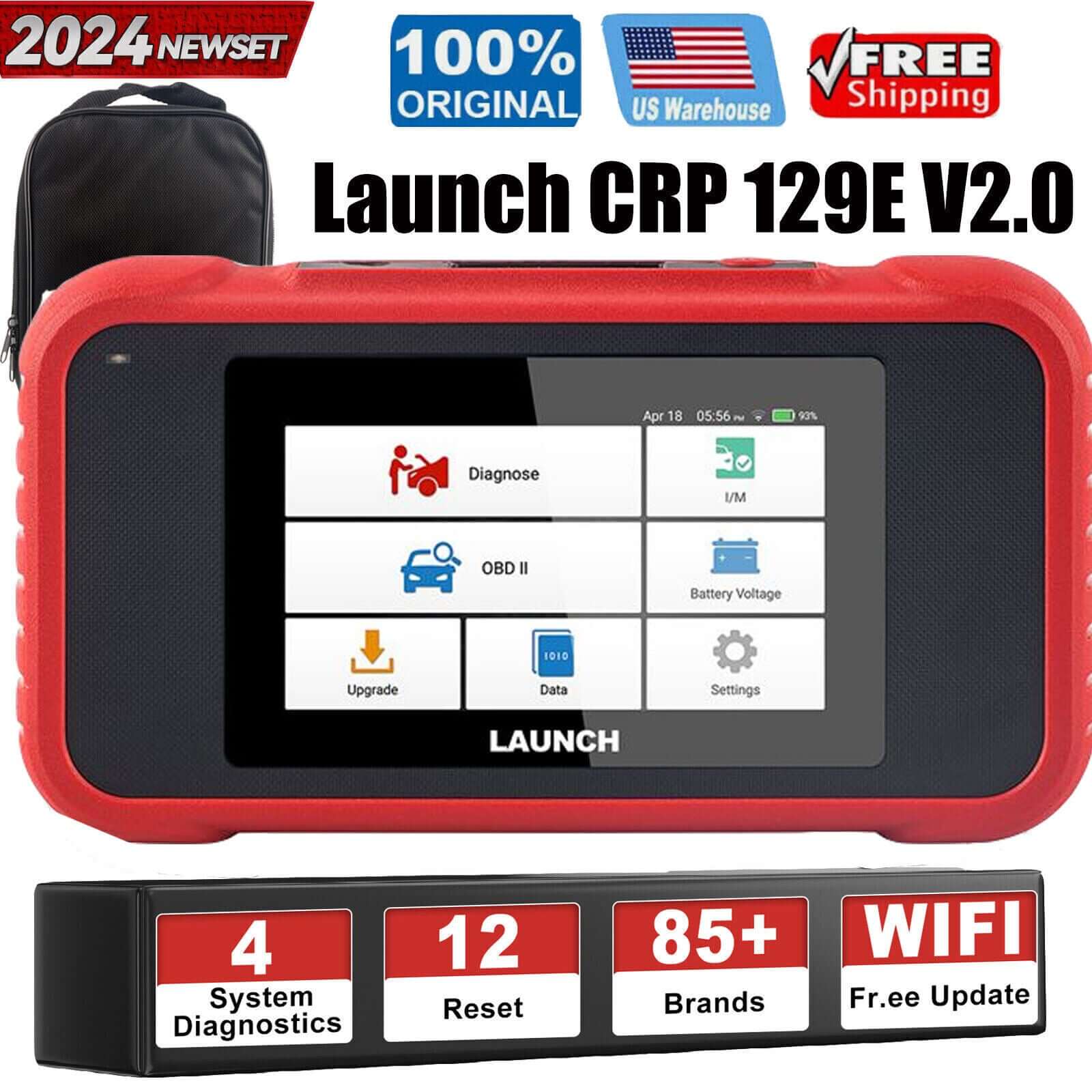 2025 LAUNCH CRP129E V2.0 Elite OBD2 Scanner - Professional Diagnostic Tool for Engine, ABS, SRS & Transmission with 12 Resets | Injector Coding, ABS Bleed, Oil/EPB/TPMS | FCA AutoAuth, Auto VIN | Free Lifetime Updates | Perfect for Mechanics & DIY Car Repair