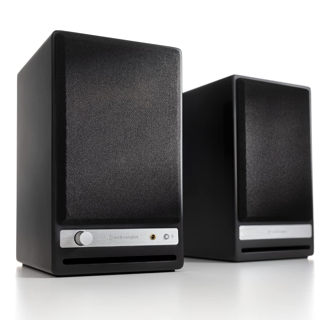 Audioengine HD3 Wireless Bluetooth Speakers - 60W Powered Desktop Computer & Home Audio System with aptX HD, AUX, USB, RCA, 24-bit DAC (Black, Pair) | Perfect for Home Office, Gaming & Music Listening