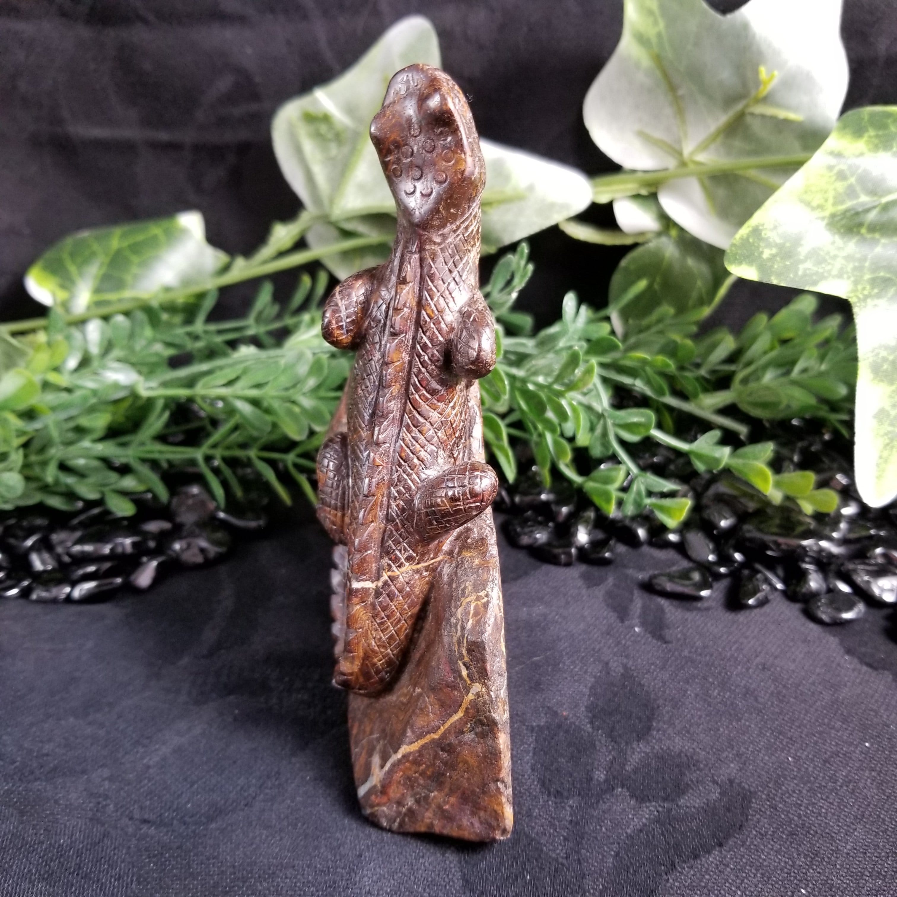 Natural Boulder Opal Lizard Sculpture (355g) - Handcrafted Gemstone Art for Home Decor, Crystal Collection & Spiritual Healing