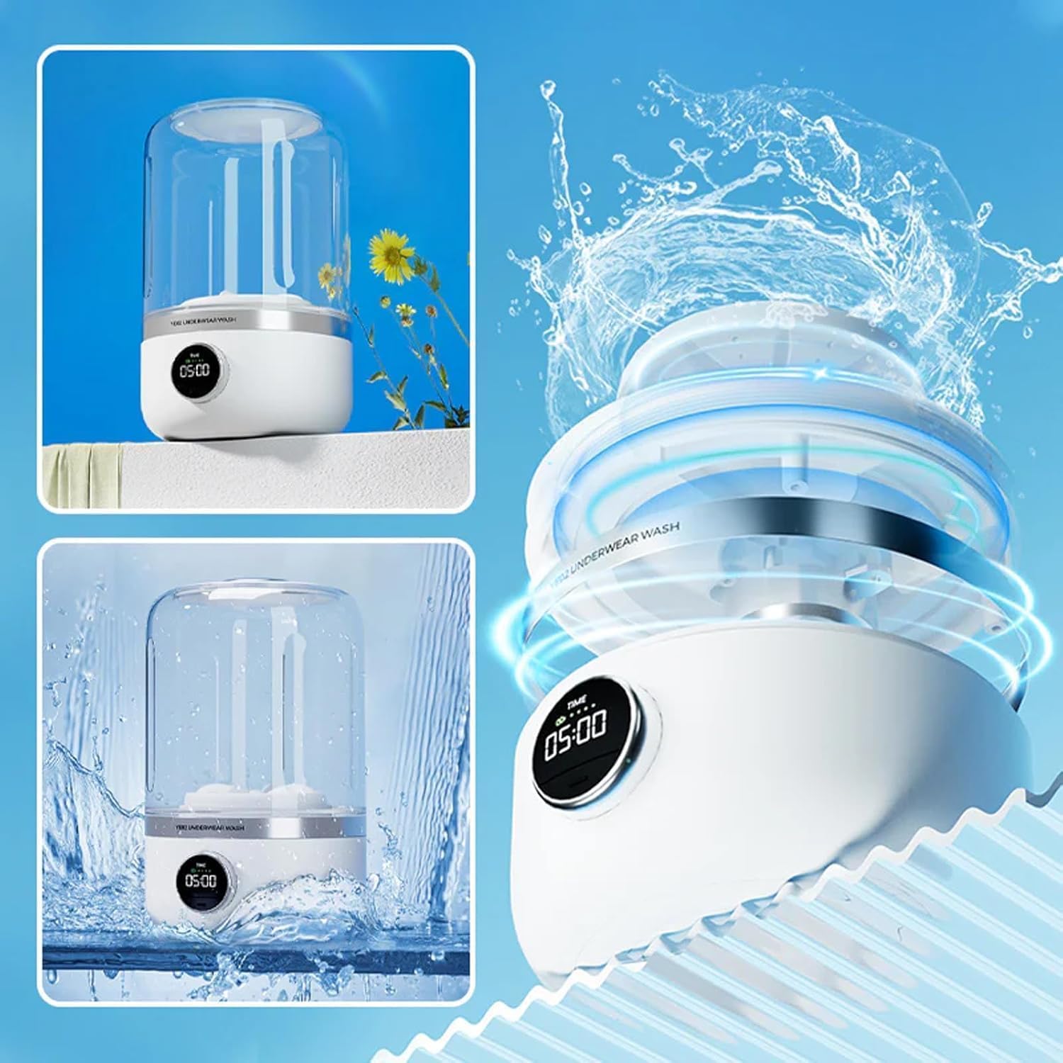 Ye02 Mini Portable Washing Machine for Underwear - 2025 New Cordless Rechargeable Washer for Home, Apartment, Camping & Travel | Compact Laundry Solution for Small Spaces & On-the-Go Use