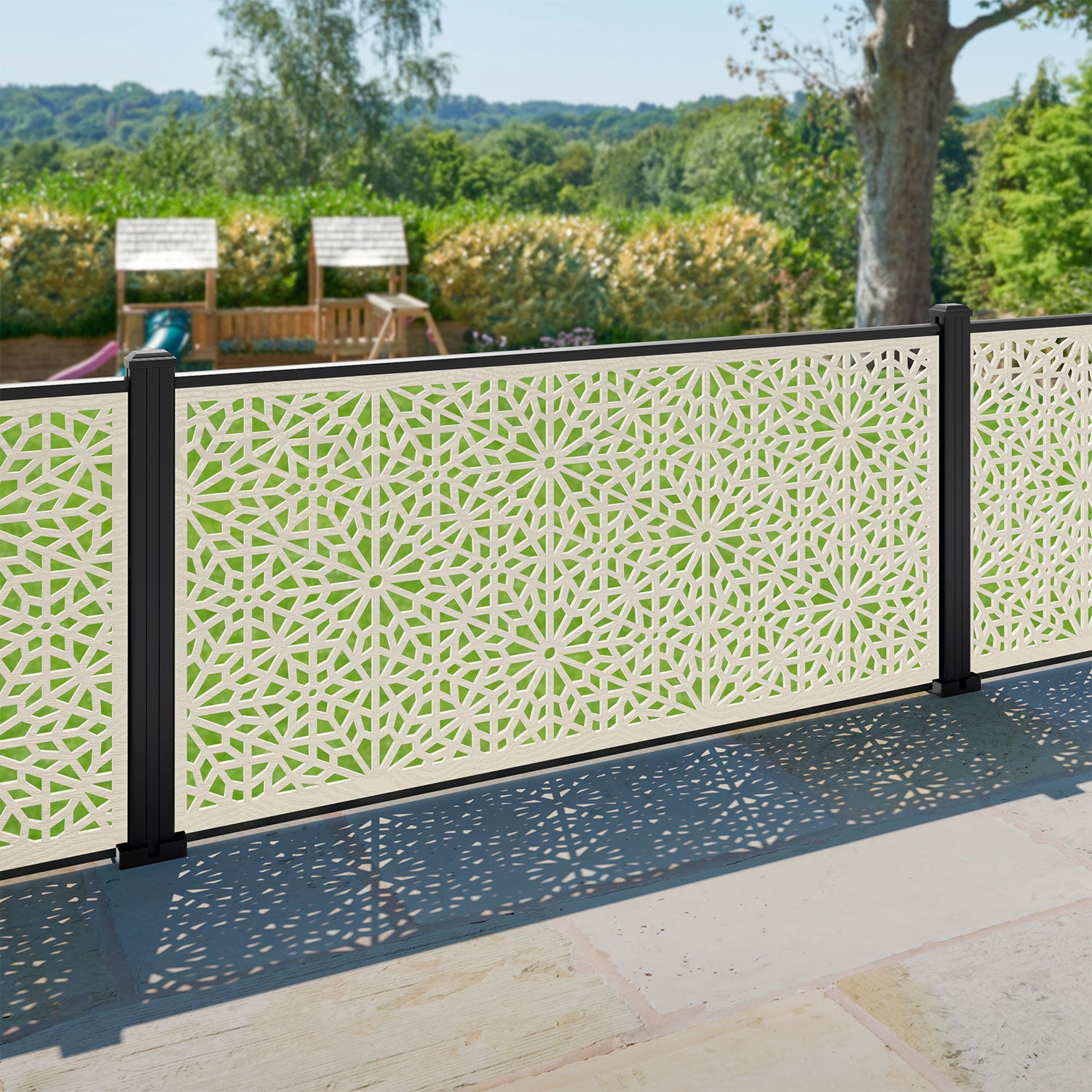 Alnara 180x90cm Decorative Garden Fence with Aluminum Posts - Perfect for Backyard Landscaping, Patio Borders & Outdoor Privacy Screening