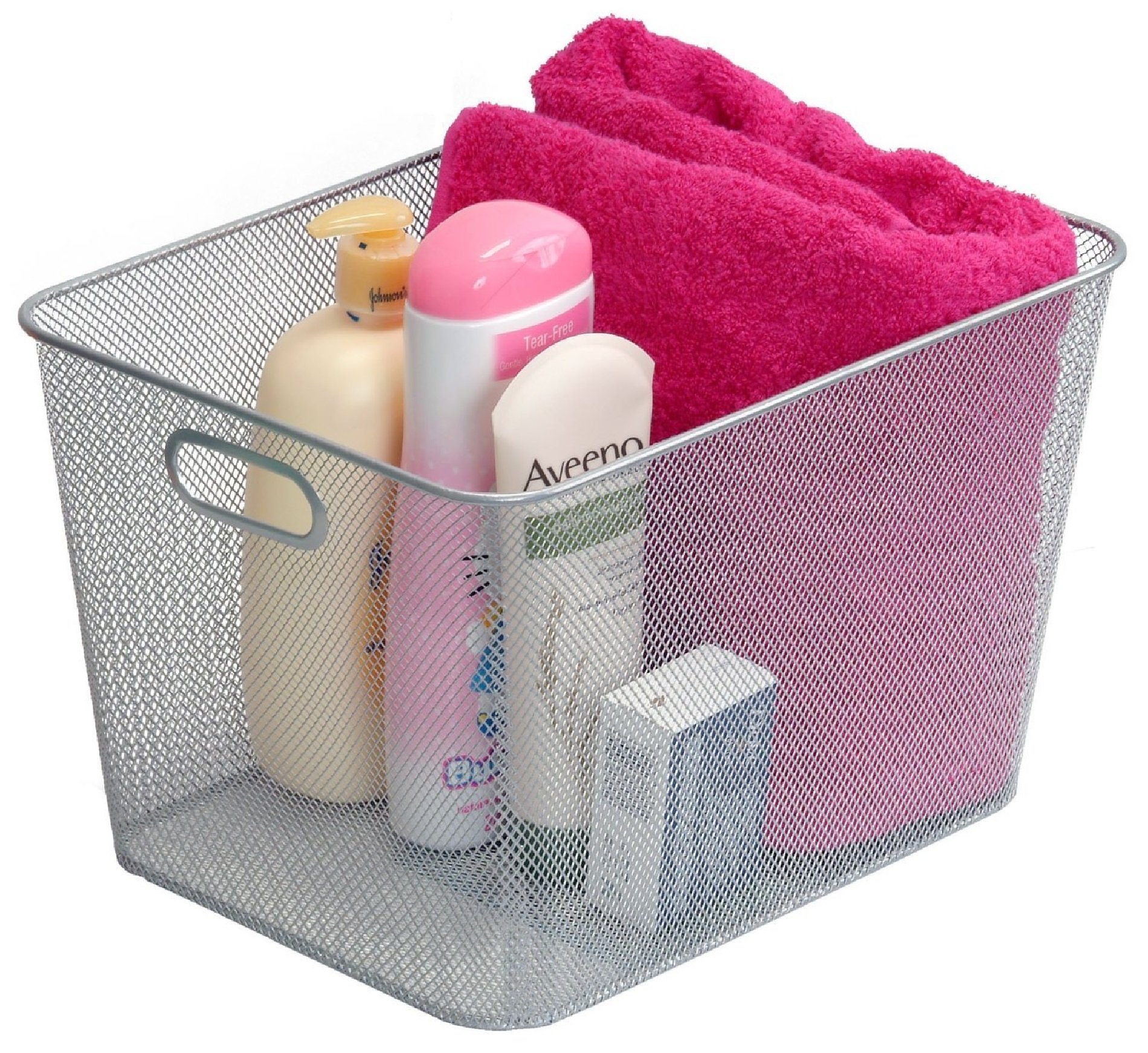 YBM Home Mesh Wire Storage Basket - Multipurpose Steel Wire Organizer for Shelves, Pantry, Kitchen, Office & Laundry | Perfect for Organizing Supplies, Toiletries & Household Items | Space-Saving Storage Solution for Home & Office Use