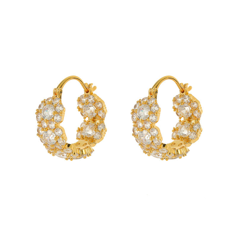 Sparkly Black Crystal Hoop Earrings for Women | 14K Gold Plated Fashion Jewelry Gift | Perfect for Parties, Weddings & Evening Events (Style A7487)