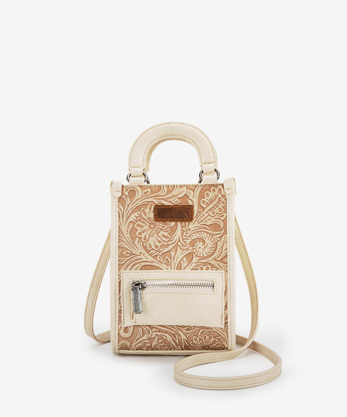 Montana West Genuine Leather Tooled Mini Crossbody Purse for Women - Stylish & Compact Handbag for Daily Use, Travel, and Casual Outings
