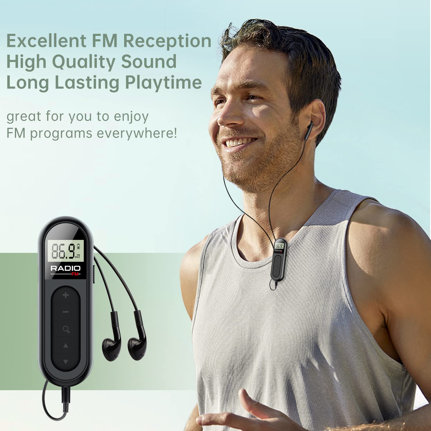 Best FM Radio Portable Rechargeable Pocket Transistor with LCD Digital Tuning & Backlight | Stereo Sound & Belt Clip | Perfect for Jogging, Walking, Travel & Emergency Use (Black)
