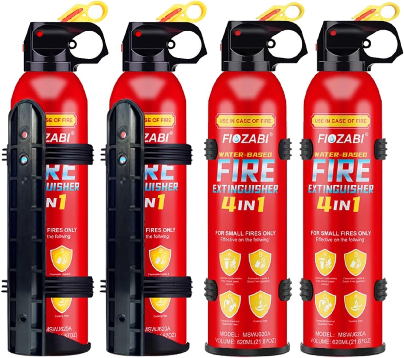 Portable Fire Spray with Bracket - 620ML Aerosol Fire Extinguisher for All Fires Including Li-ion Battery Fires - Emergency Safety Equipment for Home, Kitchen, Fireplace, Grill, Car & RV (4-Pack) - Perfect for Camping, Road Trips & Outdoor Adventures