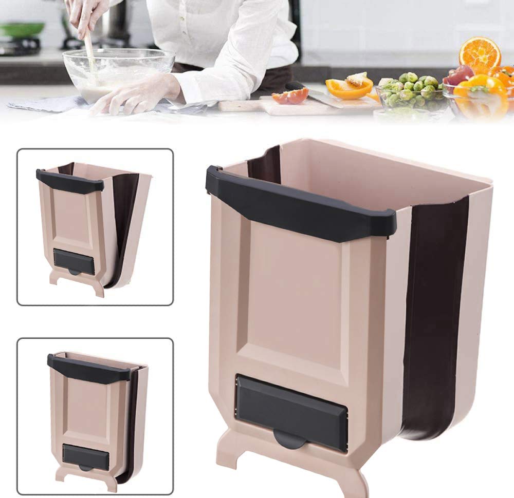 Foldable Hanging Trash Can - Collapsible Kitchen Waste Bin for Cabinet Door, Car, Bathroom, Office & Bedroom | Space-Saving Solution for Small Spaces & Compact Living Areas