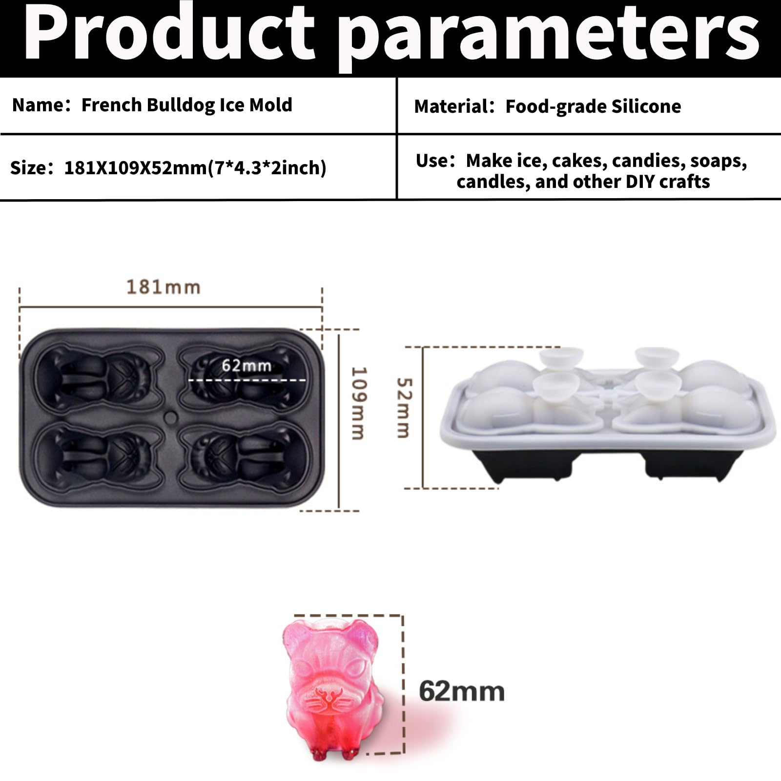 3D Silicone Ice Cube Trays - Easy Release Big Ice Molds for Whiskey, Cocktails & Bourbon | Perfect for Game Day & Gifts | Dishwasher Safe | Party, Home Bar & Drink Decorations