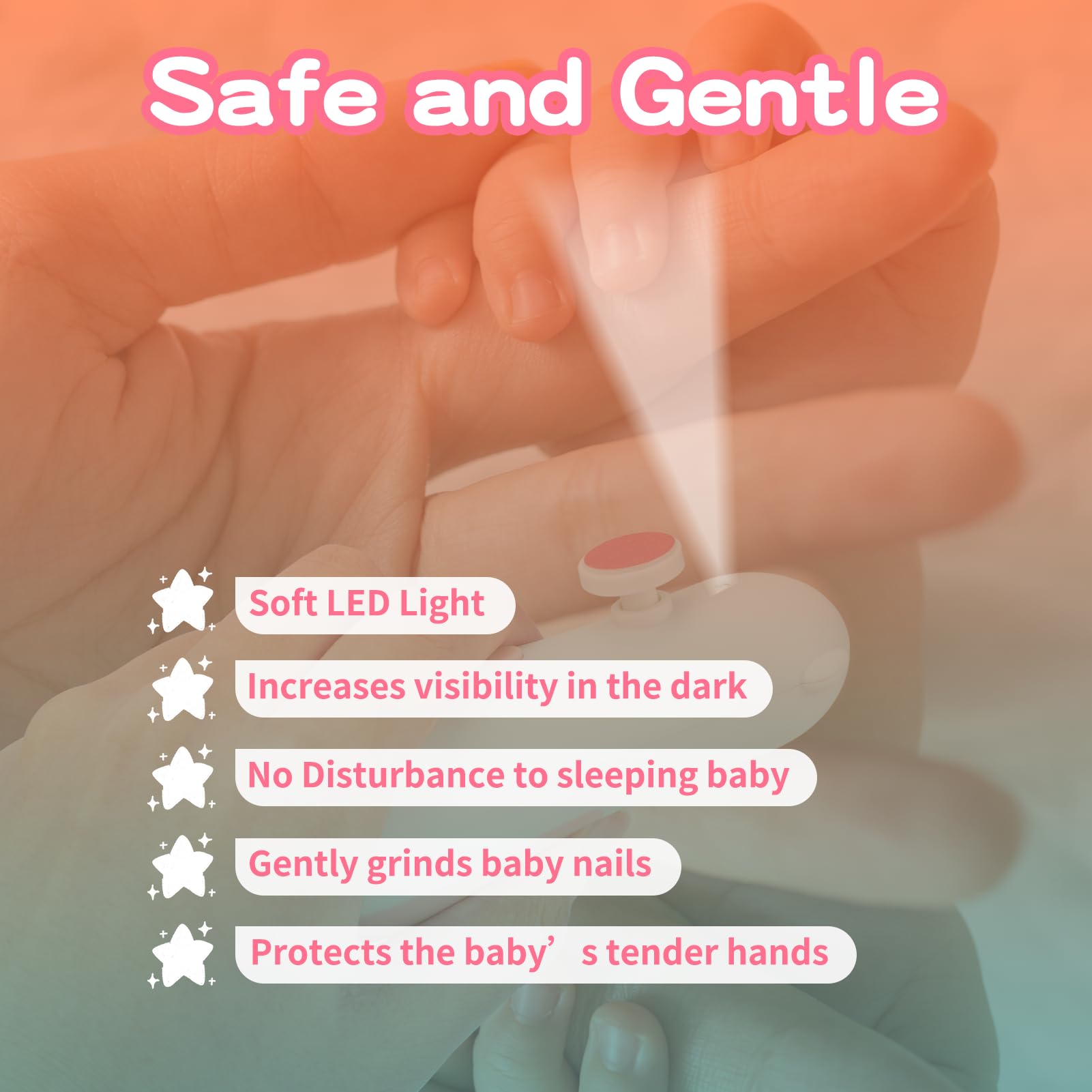Qunlions Life Electric Baby Nail Trimmer & Clippers Set - 6-in-1 Safe Nail File Grooming Kit for Toddlers, Kids & Adults | Gentle Manicure for Newborns & Sensitive Skin | Perfect for Home, Travel & Baby Care (Pink)