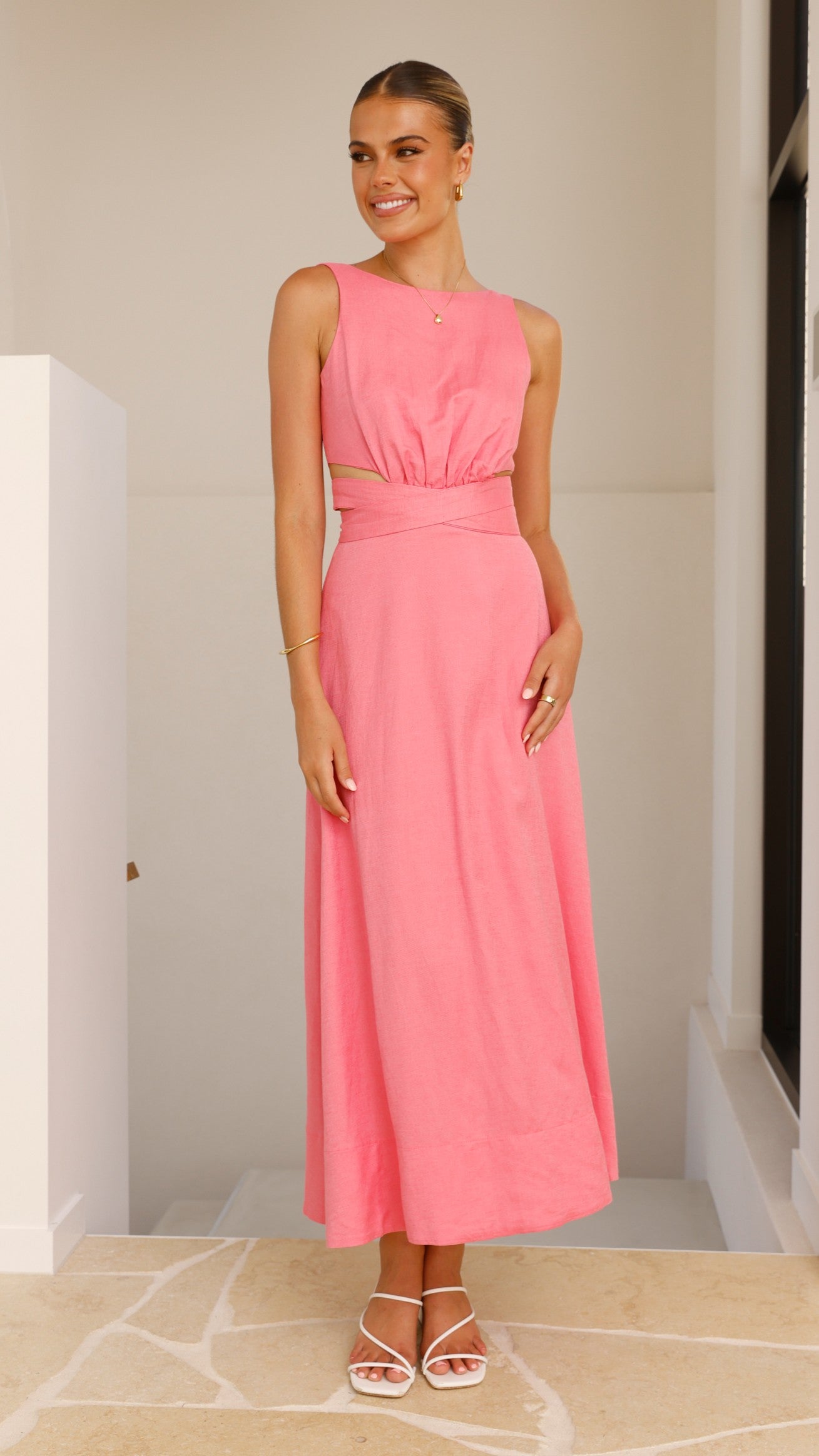 Kimberley Maxi Dress for Women - Flowy Long Summer Dress in Pink | Perfect for Beach, Vacation & Casual Outings