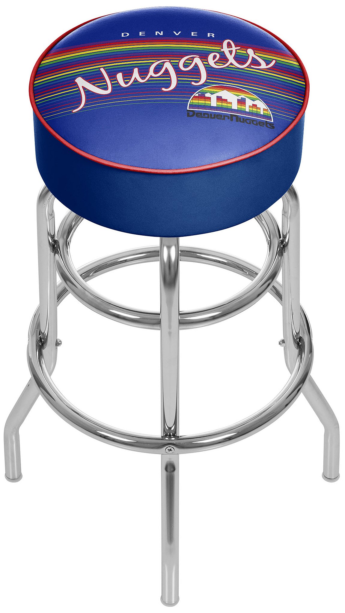 Denver Nuggets NBA Swivel Bar Stool with Padded Seat - Chrome Hardwood Classics Style for Home Bar, Game Room & Sports Decor