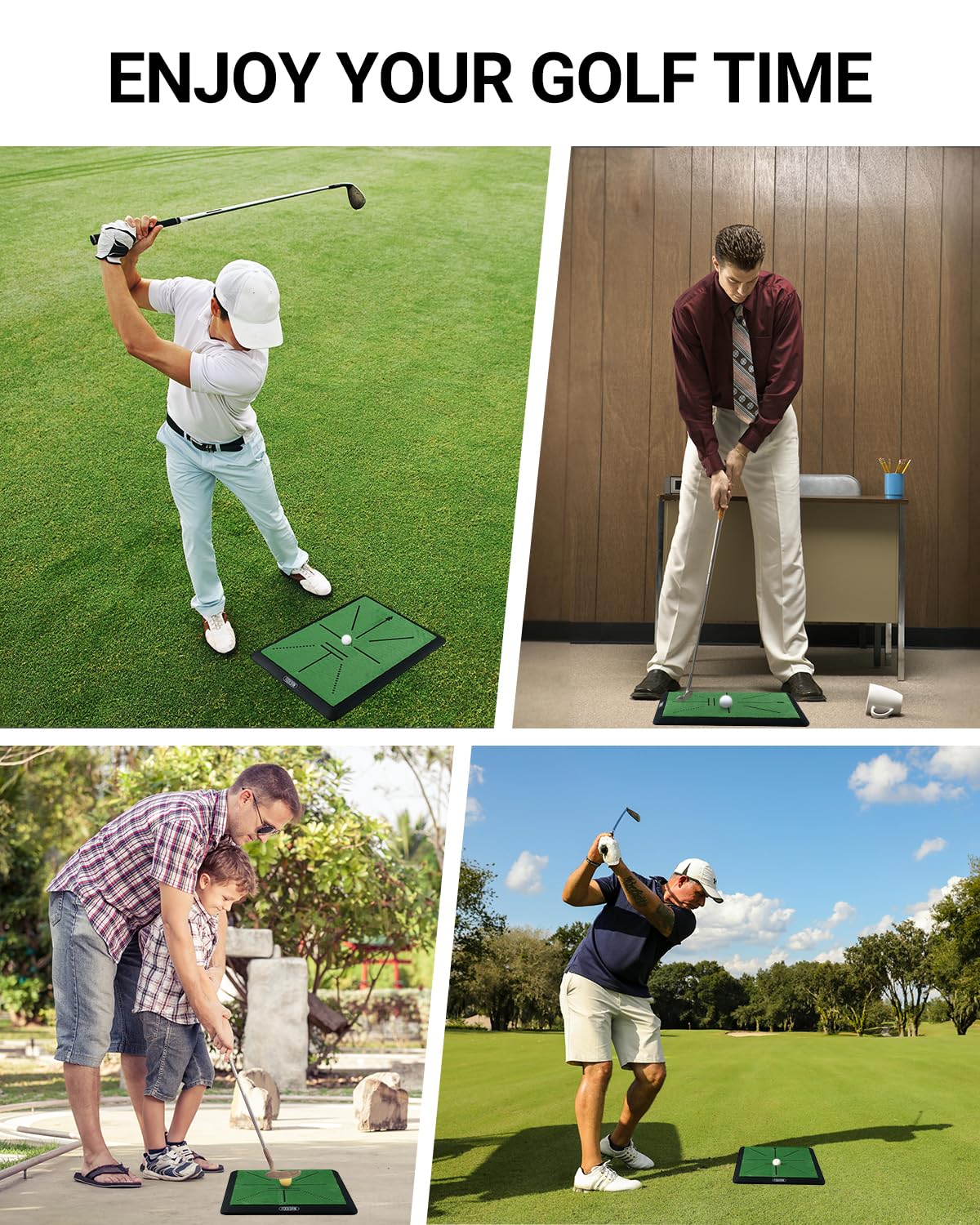 Premium Golf Hitting Mat for Indoor & Outdoor Practice - Thick Replaceable Training Mat with Swing Path Feedback & Impact Detection - Ideal Golf Gift for Men & Women - Perfect for Backyard, Driving Range & Home Golf Training