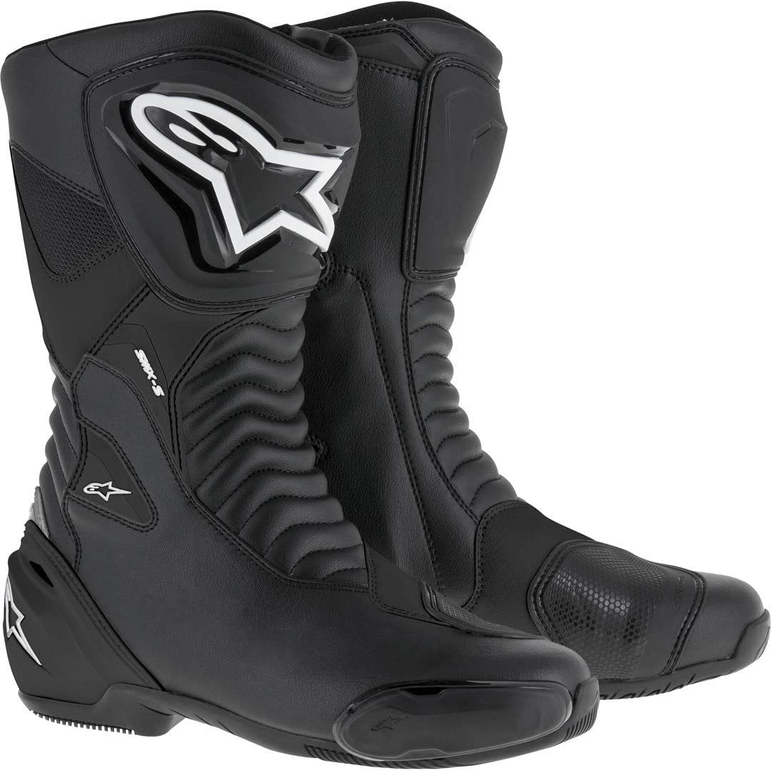 Alpinestars SMX-S Black Motorcycle Boots for Men - Size 12 | Durable Racing & Street Riding Protection for Motorcyclists
