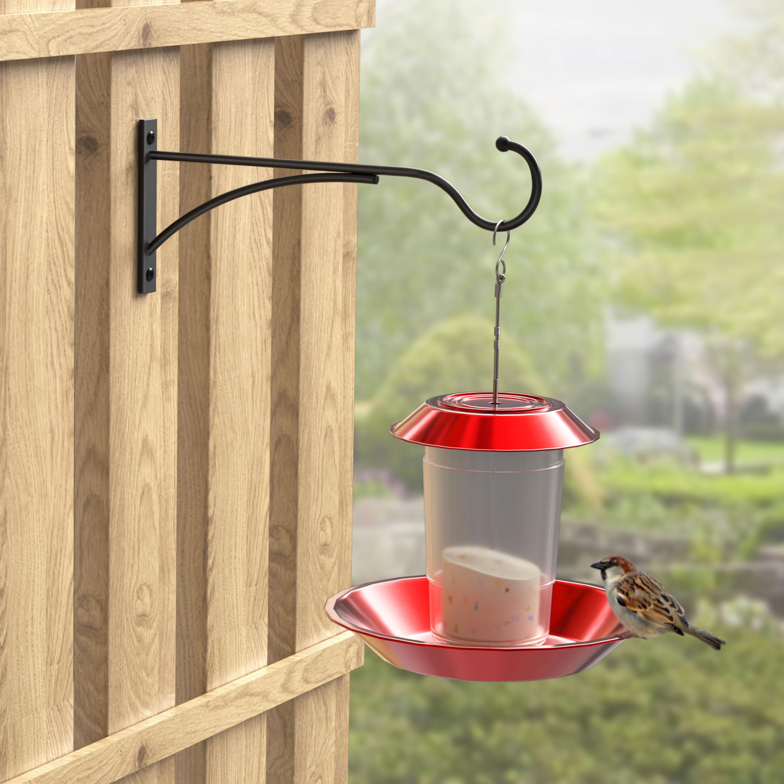 11 Inch Black Metal Wall Hooks for Hanging Baskets - Heavy Duty Outdoor Plant Hangers for Bird Feeders, Wind Chimes, Flower Pots & Lanterns (2 Pack) - Perfect for Garden, Patio & Home Decor