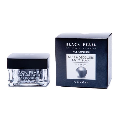 Sea of Spa Black Pearl Neck & Decollete Beauty Mask - Anti-Aging Face & Neck Treatment, Hydrating Sheet Mask with Pearl Extract, 1.7 oz - Perfect for Spa Nights & Skincare Routine