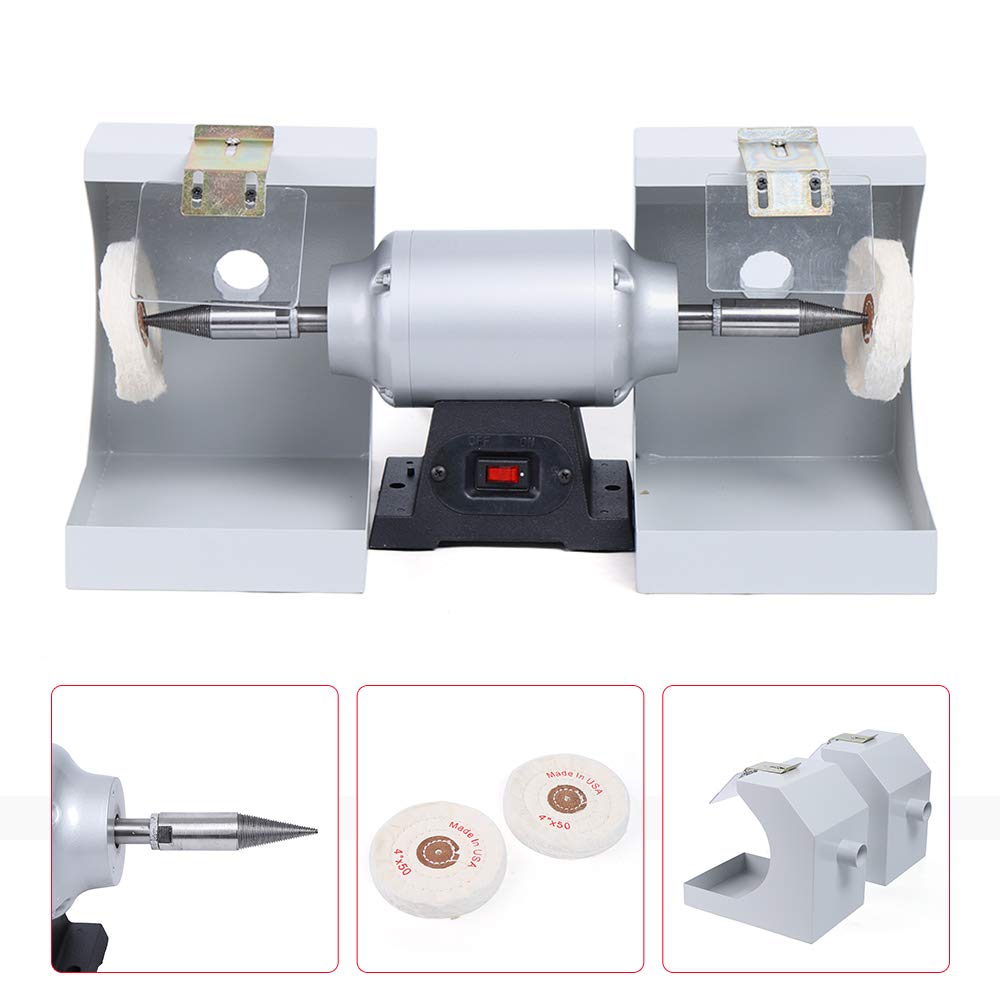 DNYSYSJ Jewelry Polishing Machine - 110V Bench Buffer Polisher for Gem, Metal, Woodworking & Dental Lab | Upgraded USA Stock | Perfect for Jewelry Making, Metal Finishing & Wood Carving