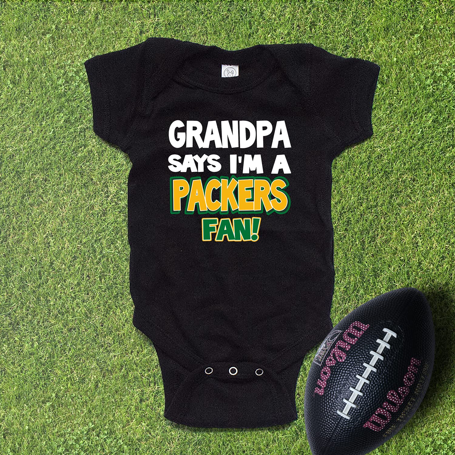 My Grandpa Says I'm a Packers Fan Baby Bodysuit - Green Bay Packers Fan Outfit for Newborns & Toddlers - Perfect for Game Day, Family Photos & Grandparent Gifts
