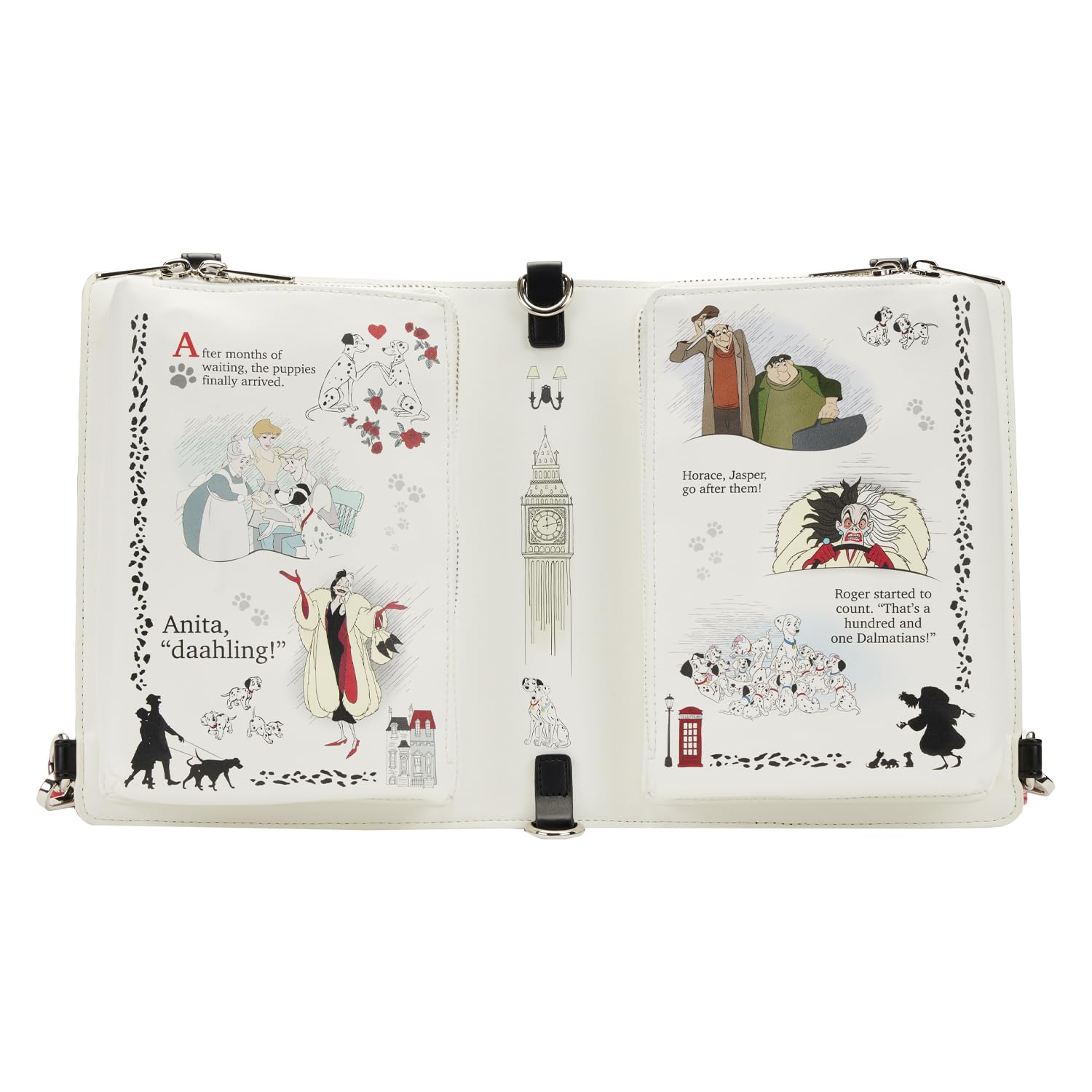 Disney 101 Dalmatians Classic Books Convertible Crossbody Bag - Stylish & Lightweight for Women, Perfect for Travel, Shopping & Everyday Use