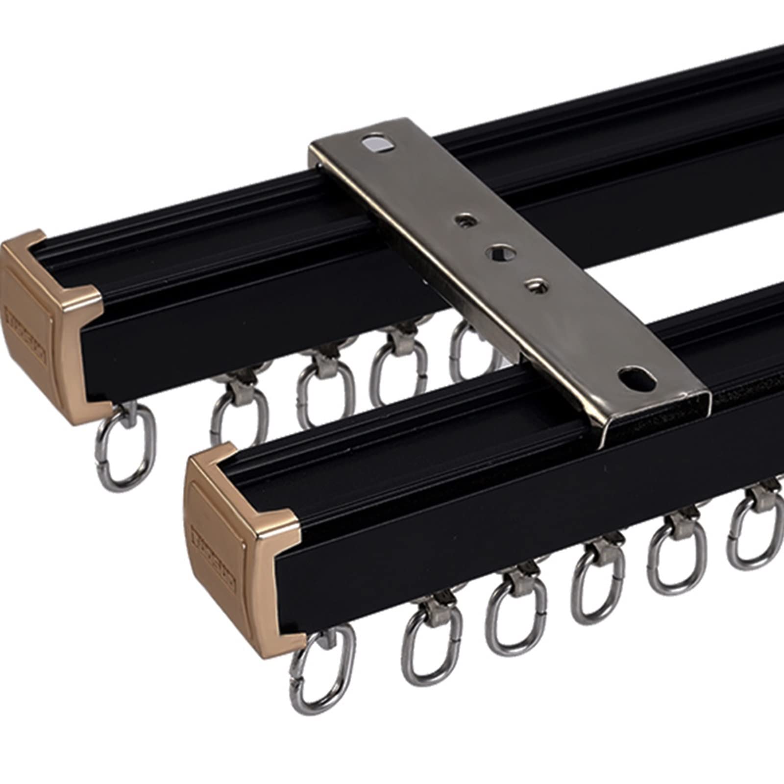 ZAQY 10 ft Black Double Room Divider Track for Drop Ceiling - Shower Curtain Rail, RV Partition System, Living Room Curtain Rod - Perfect for Home, Office, RV & Commercial Spaces (304.8cm Ceiling Mount)