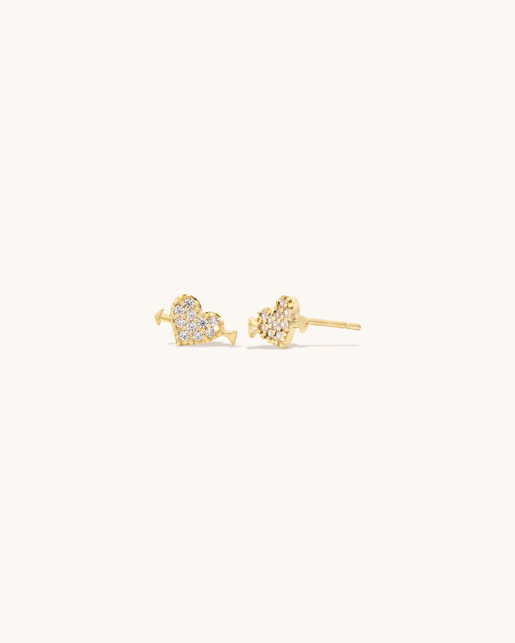 10K Gold Cupid Stud Earrings with CZ Stones - Perfect for Valentine's Day Gifts, Anniversary Presents & Romantic Occasions