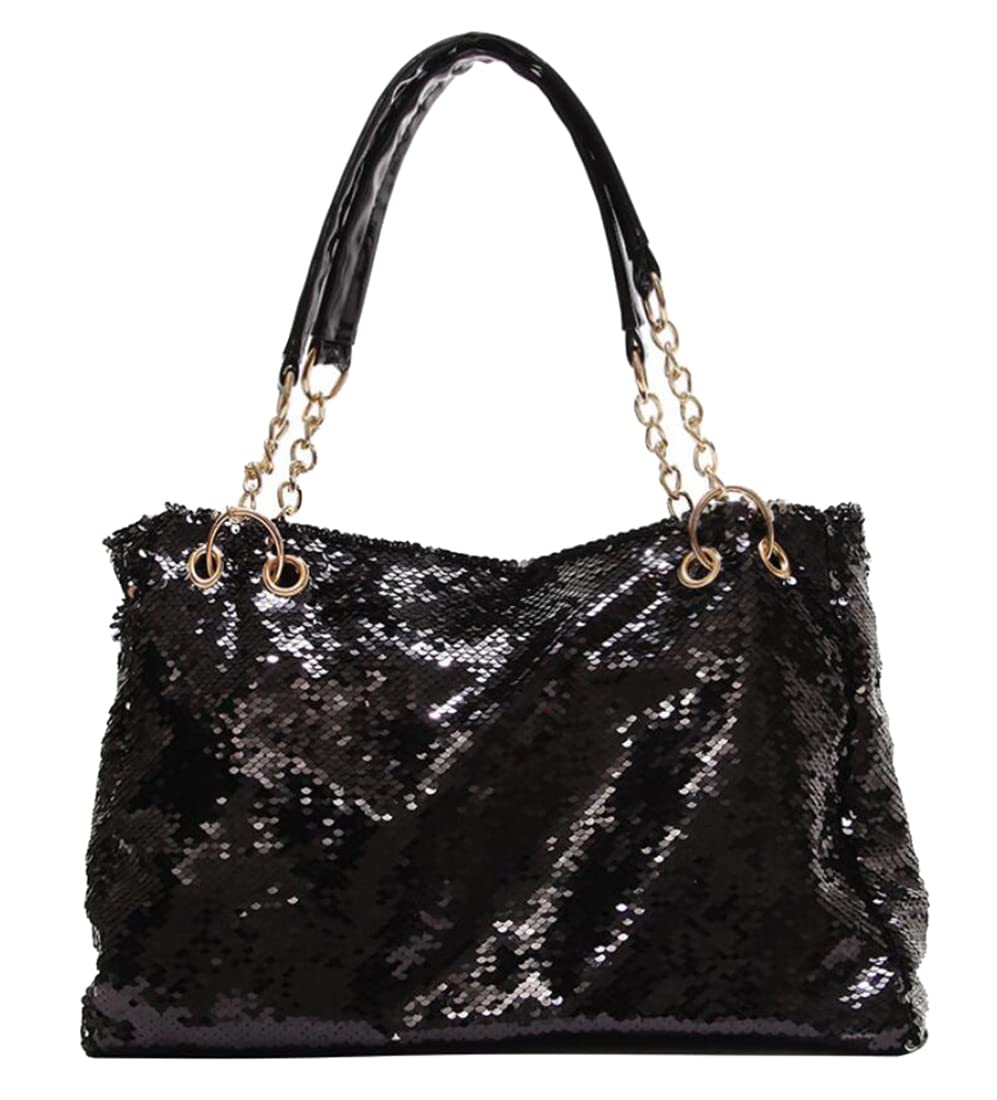 Stylish Women's Patent Leather Hobo Bag with Shiny Finish & Chain Strap - Large Top Handle Shoulder Purse for Ladies - Perfect for Parties, Work & Evening Events