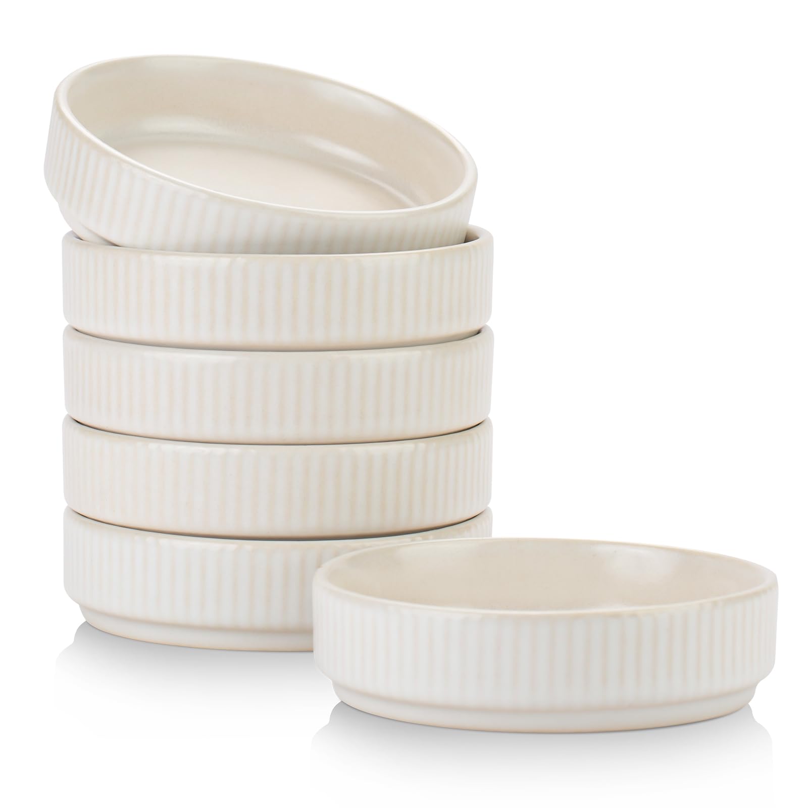 Famiware 6-Piece Star Soy Sauce Dish Set - 4 oz Ceramic Dipping Bowls for Sushi, Dumplings, Ice Cream & Desserts | Small Serving Dishes for Asian Cuisine, Appetizers & Condiments | Matte White Dinnerware