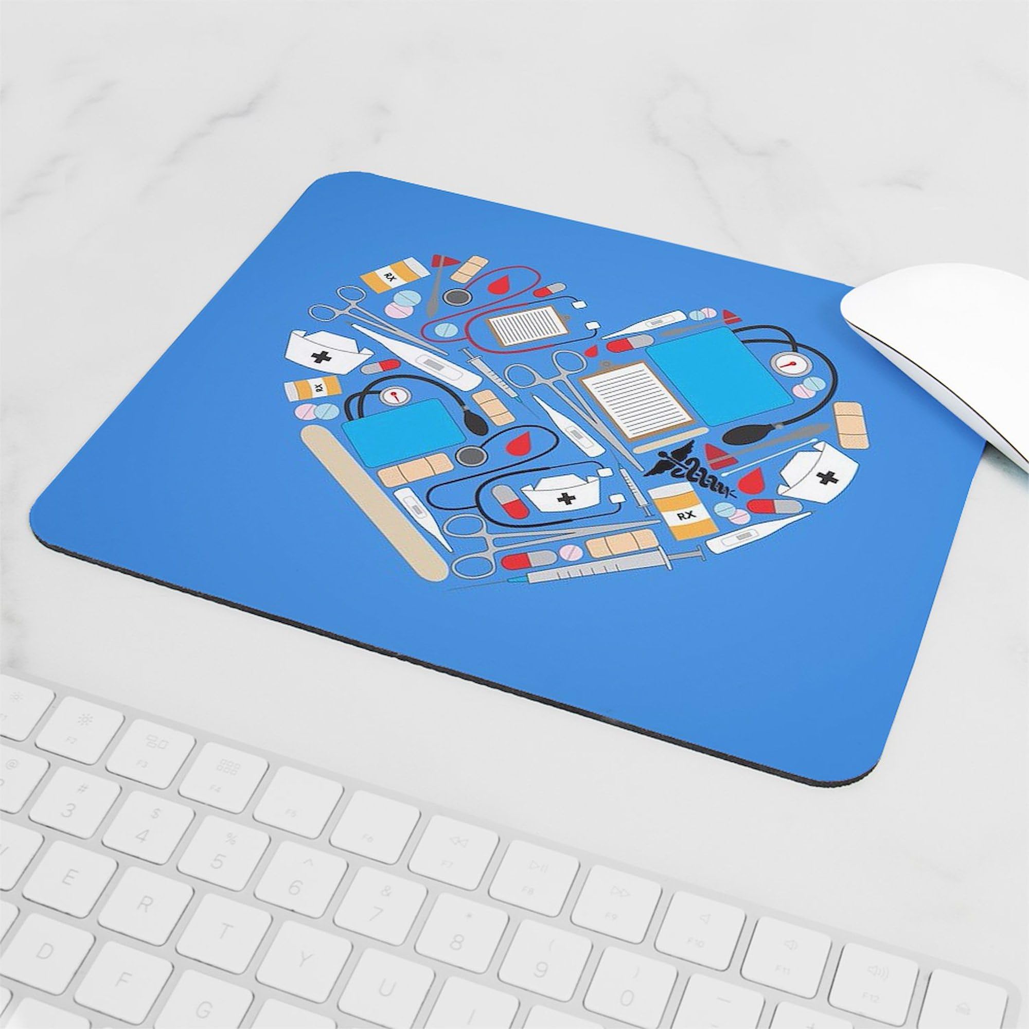 Non-Slip Rubber Heart Mousepad for Nurses - Cute Gaming Mouse Pad with Anti-Skid Base for Office, Home & Hospital Use