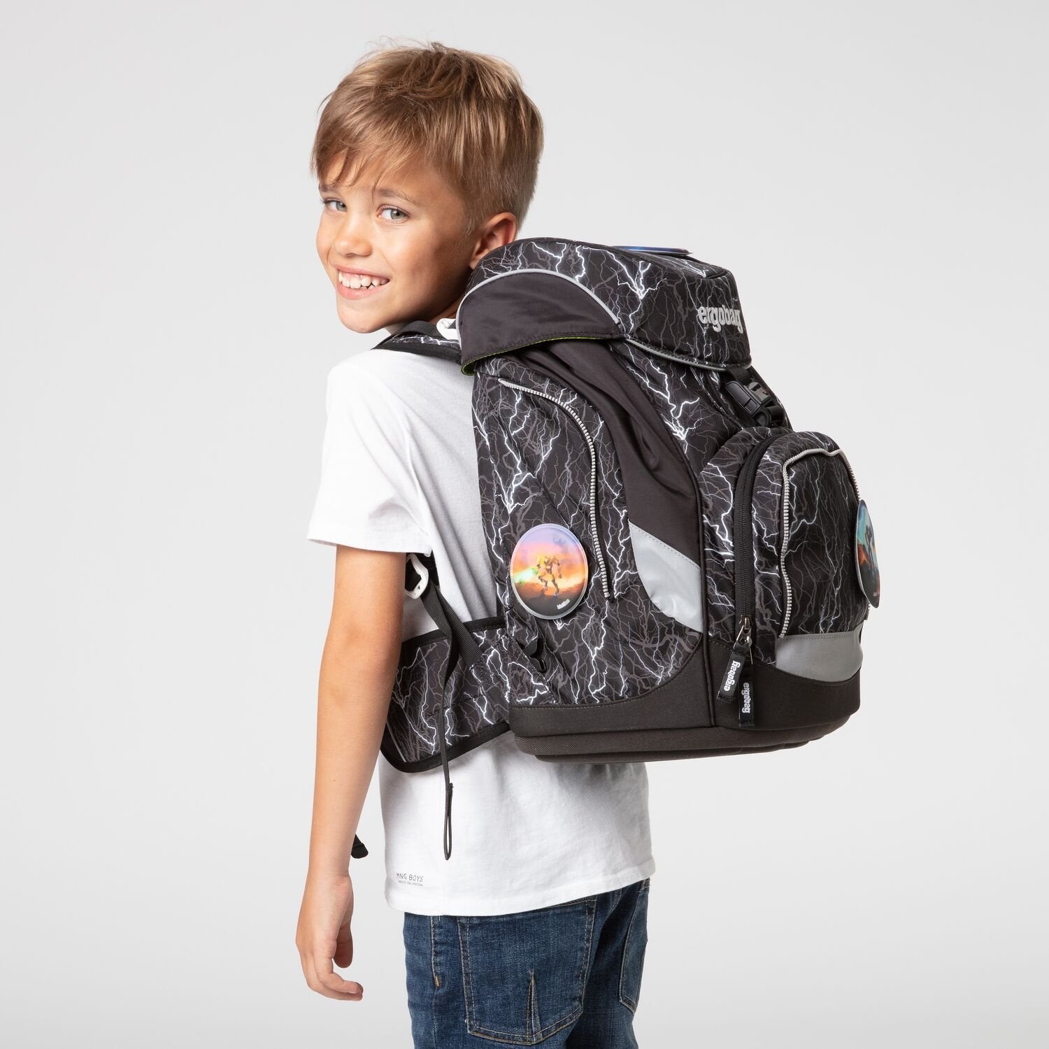 Ergobag School Backpack 6-Piece Set - SuperReflektBear Glow Edition | Lightweight Durable Kids Bookbag for Elementary Students | Perfect for School, Travel & Outdoor Adventures