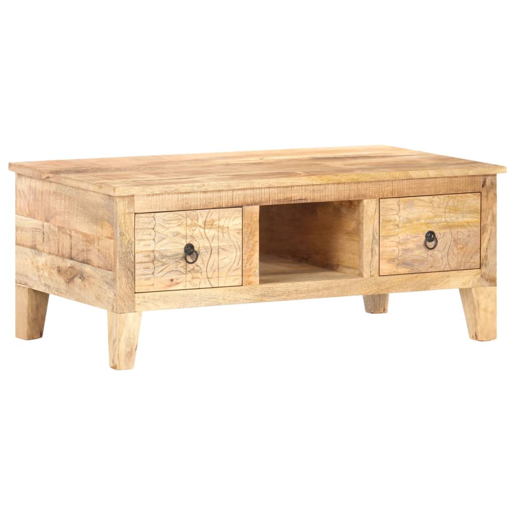 Rustic Square Coffee Table with Storage - 39.4
