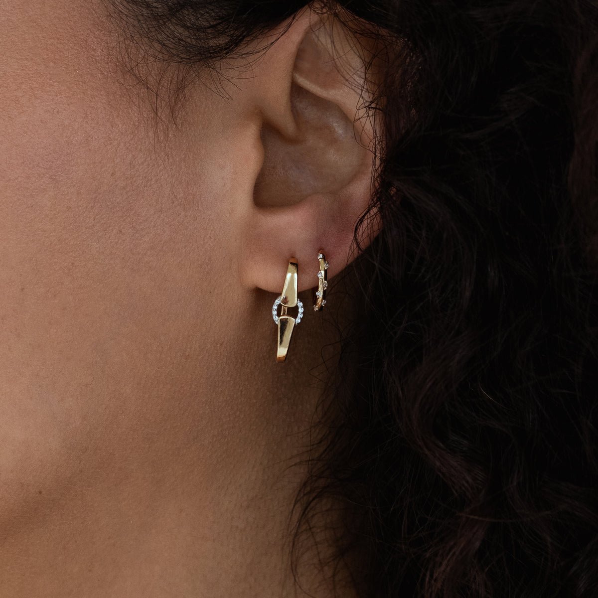 Elegant Two-Tone Diamond Buckle Earrings for Women - Fashion Jewelry for Party, Wedding & Everyday Wear