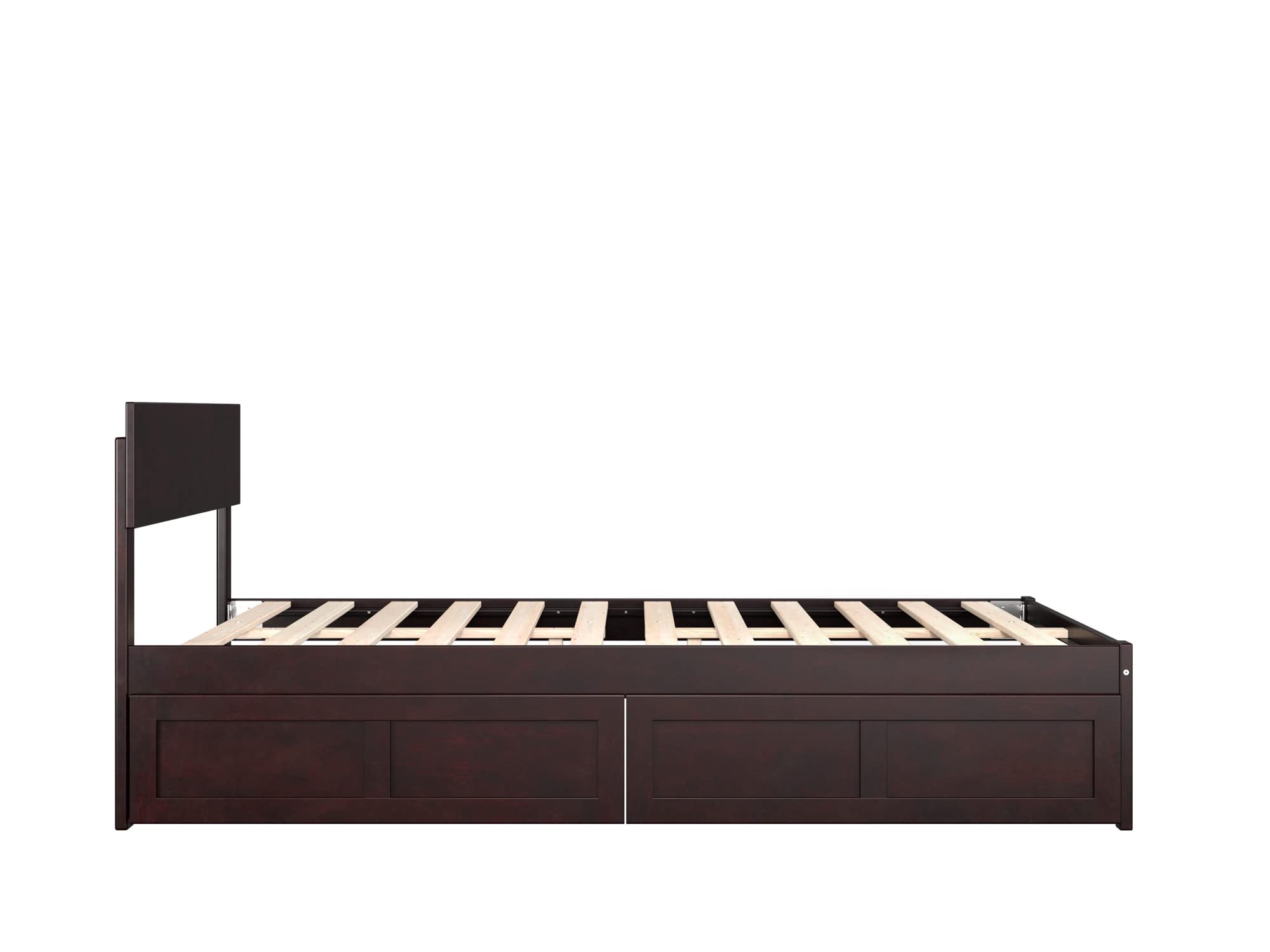 AFI Boston Full Size Platform Bed with Storage Drawers in Espresso - Modern Wooden Bed Frame with Underbed Storage for Small Spaces - Perfect for Apartments, Dorms & Guest Rooms
