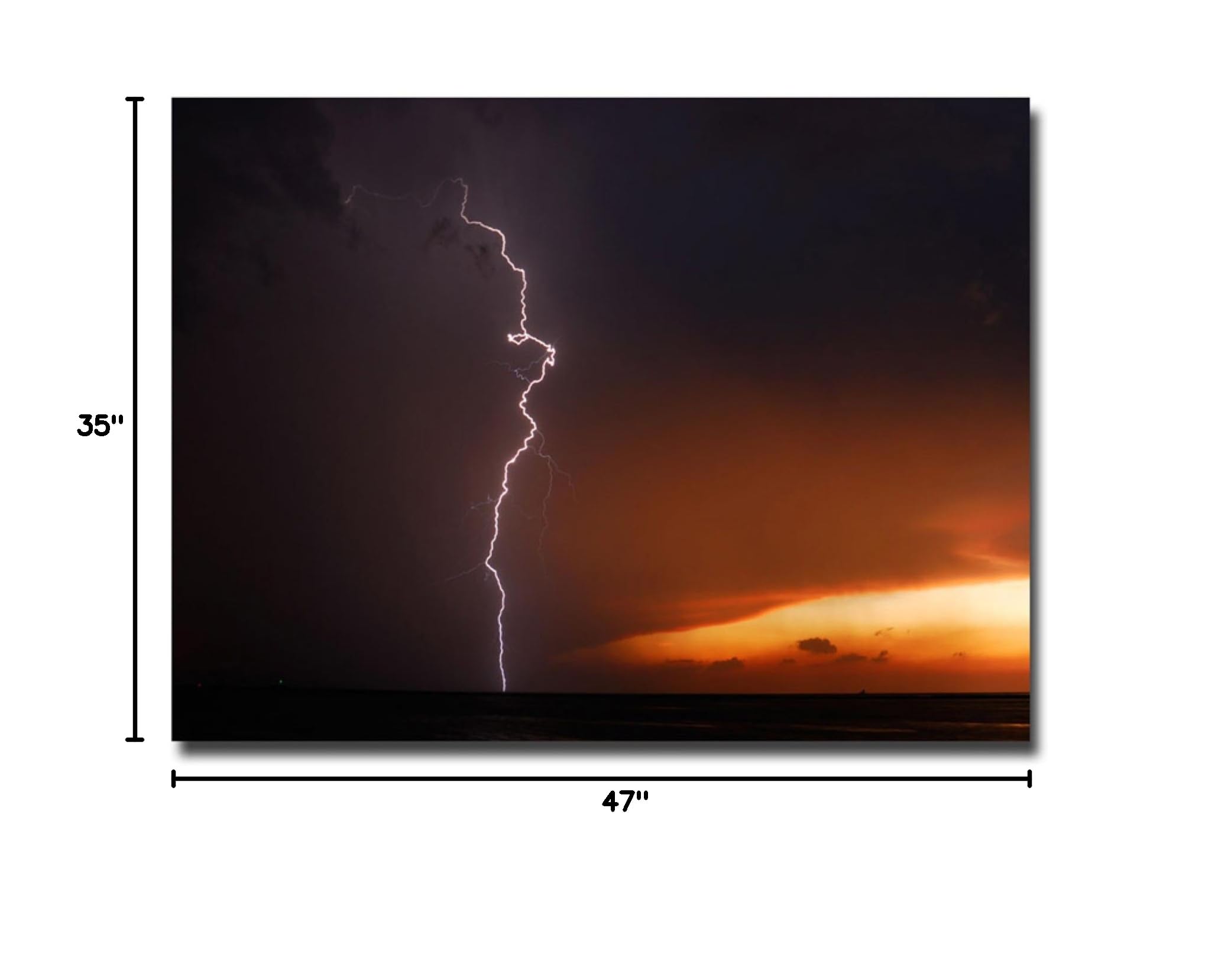 Trademark Fine Art Kurt Shaffer Lightning Sunset VII Canvas Wall Art Print - 30x47 Inches - Modern Home Decor for Living Room, Bedroom & Office