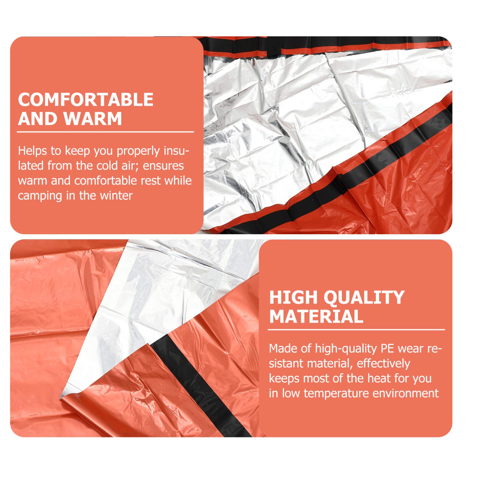 BESPORTBLE Emergency Sleeping Bag - Thermal Sack Blanket for Camping, Hiking & Survival | Portable Foil Blanket with Tent | Outdoor Sports & Travel Accessories (Orange) | Perfect for Wilderness Emergencies, Backpacking & Cold Weather Protection