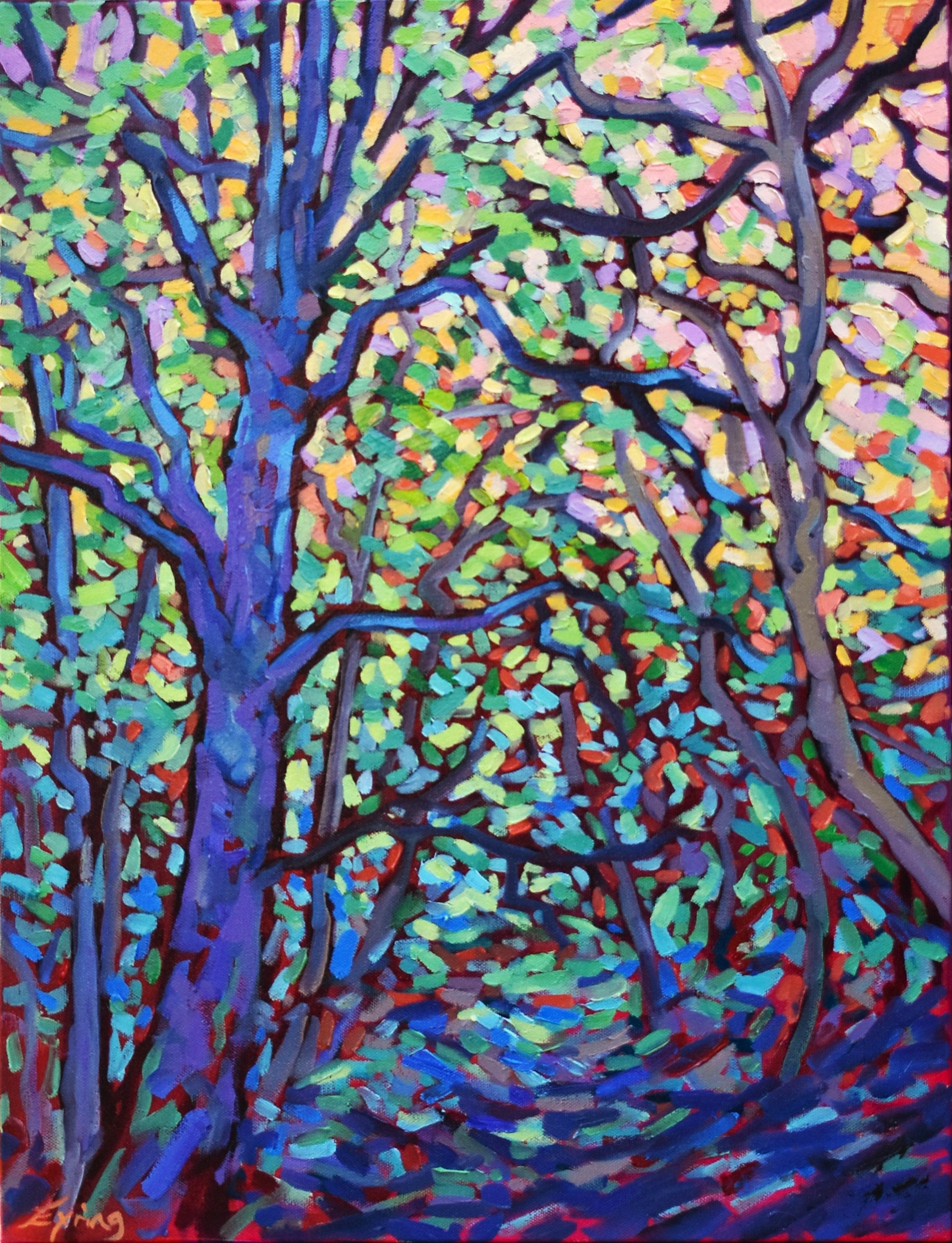 Laura Eyring Big Blue Tree Painting - Modern Abstract Wall Art for Home & Office Decor | Perfect for Living Room, Bedroom, or Workspace