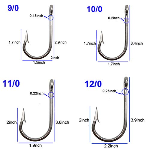 Stainless Steel Tuna Fishing Hooks 10Pcs - Big Game Saltwater Hooks for Offshore Fishing