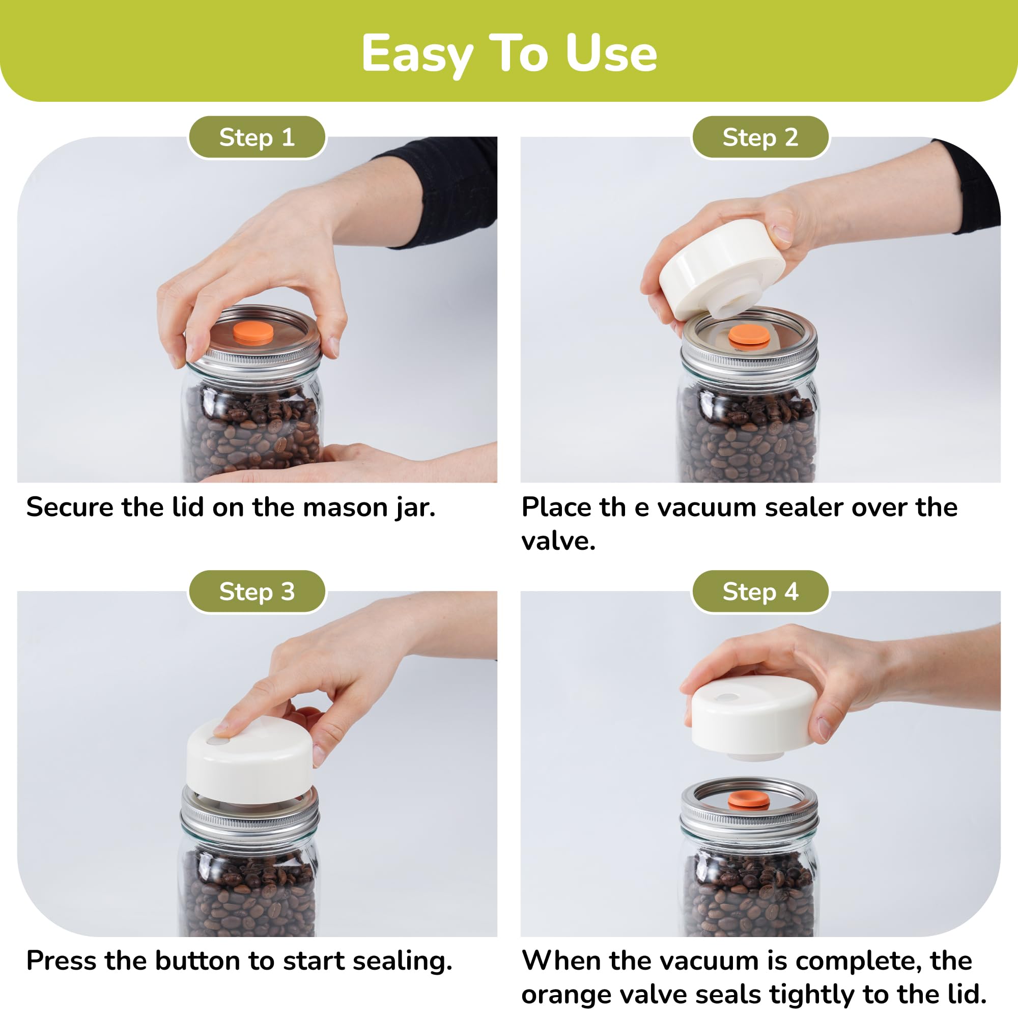 SealVax® Mason Jar Vacuum Sealer Kit - 6 Wide-Mouth Glass Jars (6x32oz) with Reusable Stainless Steel Lids & Airtight Valve System - No Opener Needed - Perfect for Food Storage, Meal Prep, Canning, and Preserving Freshness