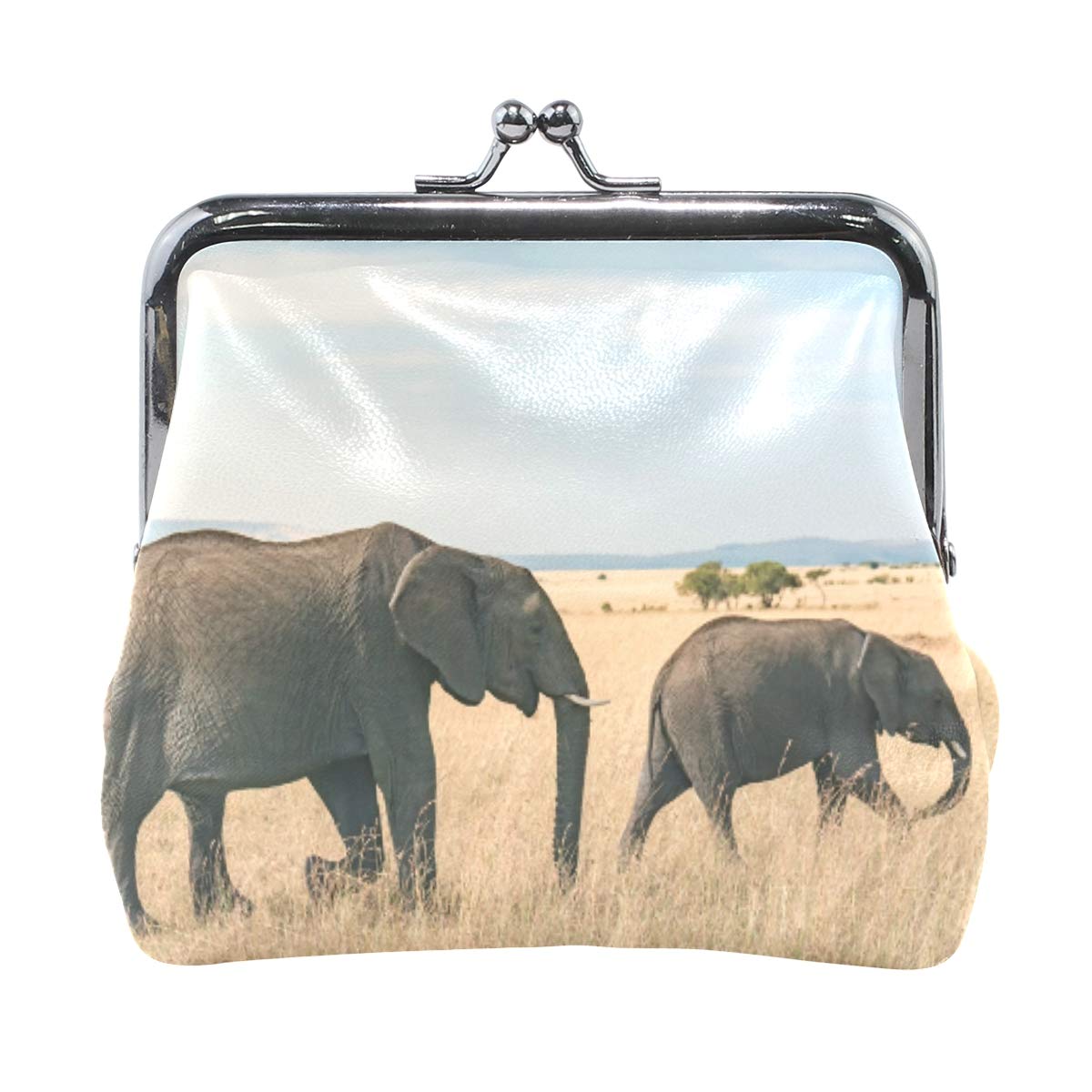 Vikko Africa Elephant Coin Purse - Vintage Style Kiss-Lock Wallet for Women - Compact Money Pouch & Card Holder - Perfect for Travel, Shopping, and Everyday Use