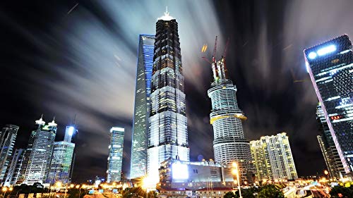 20x30 Inch Laminated Shanghai Pudong Night View Poster - Vibrant Colors, High Quality Wall Art for Living Room, Bedroom & Office Decor - Perfect Gift for Home & Travel Lovers
