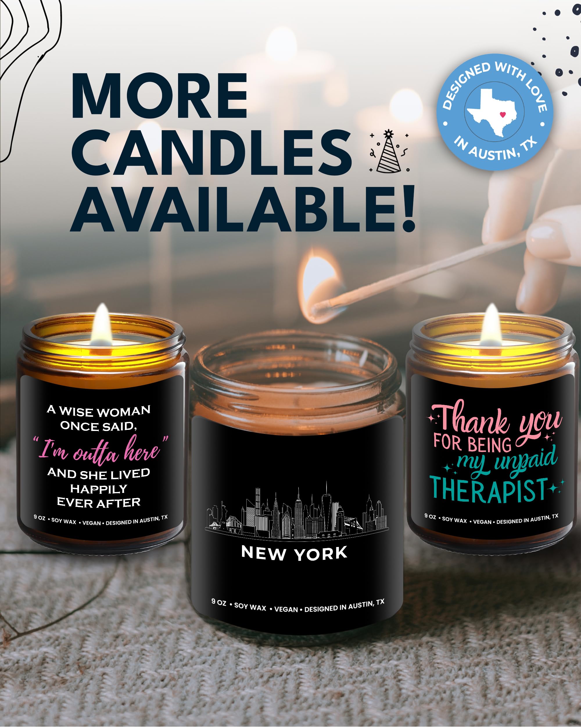 New York City Candle - Scented Soy Wax Candle with NYC Skyline | Unique Housewarming Gift for New Yorkers, Birthday & Christmas Present for Men & Women | Perfect NYC-Themed Souvenir for Friends, Moving Away Gifts | Home Decor, Relaxation & Romantic Ambiance