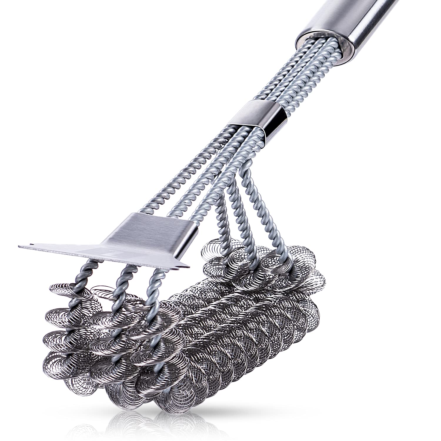 LOOCIAN Stainless Steel Bristle-Free BBQ Grill Brush - Heavy Duty Grill Scraper & Cleaner for Safe Barbecue Cleaning - Perfect for Gas, Charcoal & Electric Grills - Outdoor Cooking & Backyard BBQ Essential