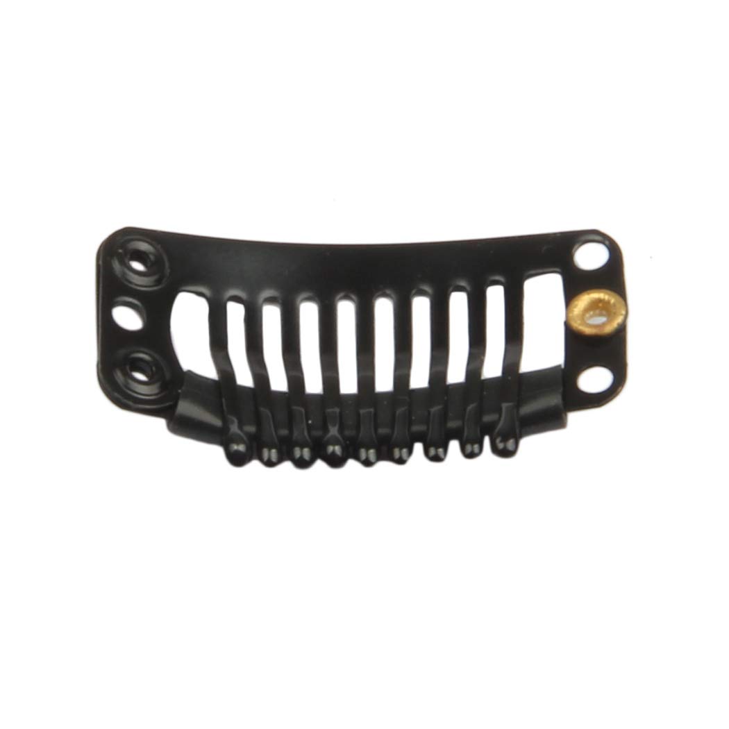 30pcs 9 Teeth Stainless Steel Snap Comb Wig Clips - Hair Extension Clips for Wigs & Weaves - Includes 30 Assorted Sewing Needles & 2 Rolls Thread (Black) - Perfect for Securing Hair Extensions, Costumes & Cosplay